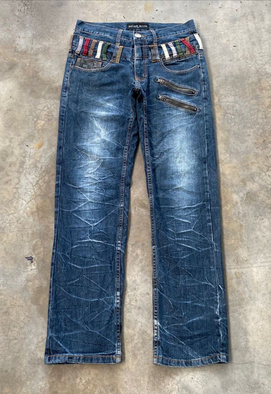 If Six Was Nine 💥Best Offer💥Vintage Nylaus Double Waist Distressed Denim Size US 32 / EU 48 - 1 Thumbnail