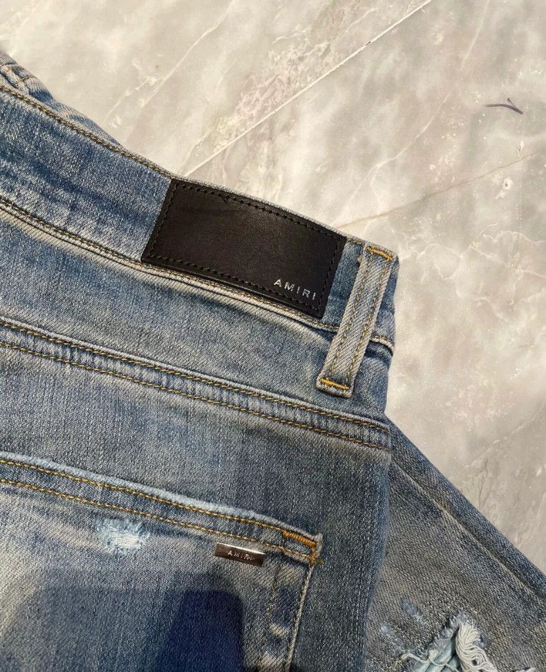 Amiri Amiri letter badge patchwork blue denim pants Size US 32 / EU 48 - 3 Thumbnail