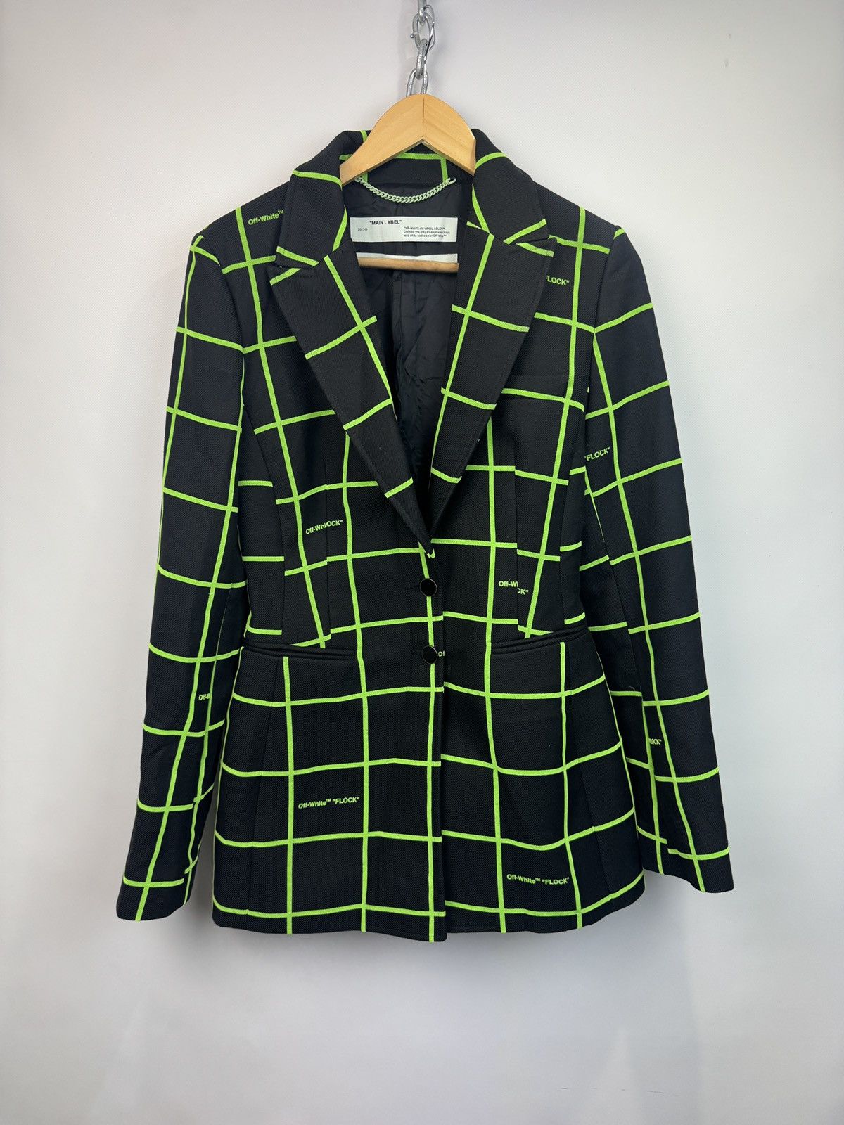 Off-White Off-White c/o Virgil Abloh "Flock"Neon Checked Fitted Jacket Size M / US 6-8 / IT 42-44 - 1 Thumbnail