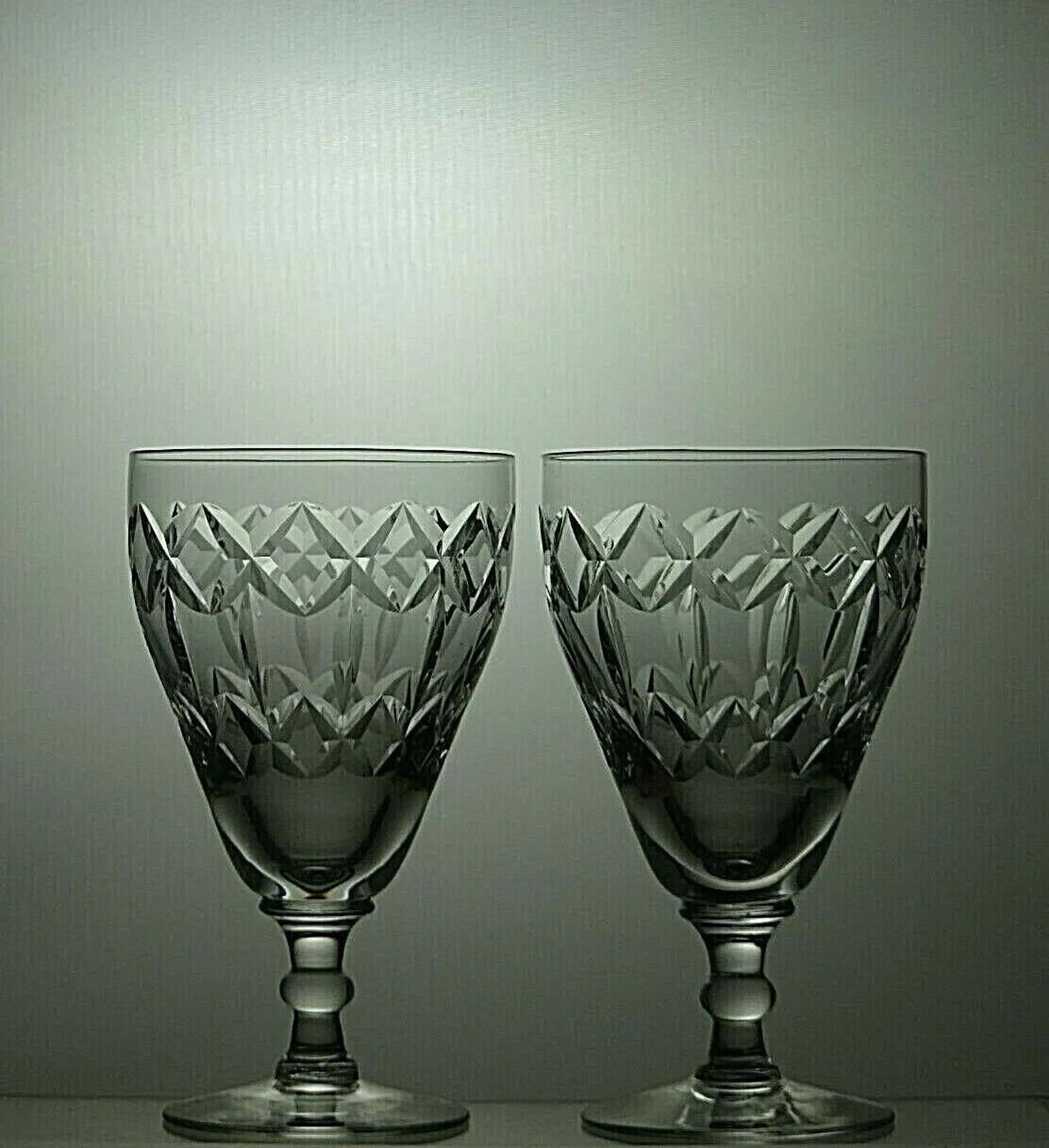 Other Webb Corbett Crystal Cut Glass Set Of 2 Wine Glasses 4 1/2" Size ONE SIZE - 1 Thumbnail
