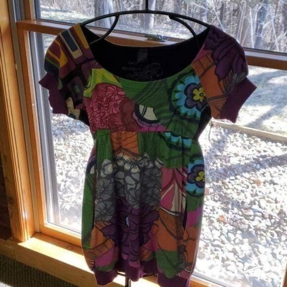 Desigual Desigual Banded Short Slv Pocket Multicolored Graphics Gathe Size S / US 4 / IT 40 - 2 Thumbnail