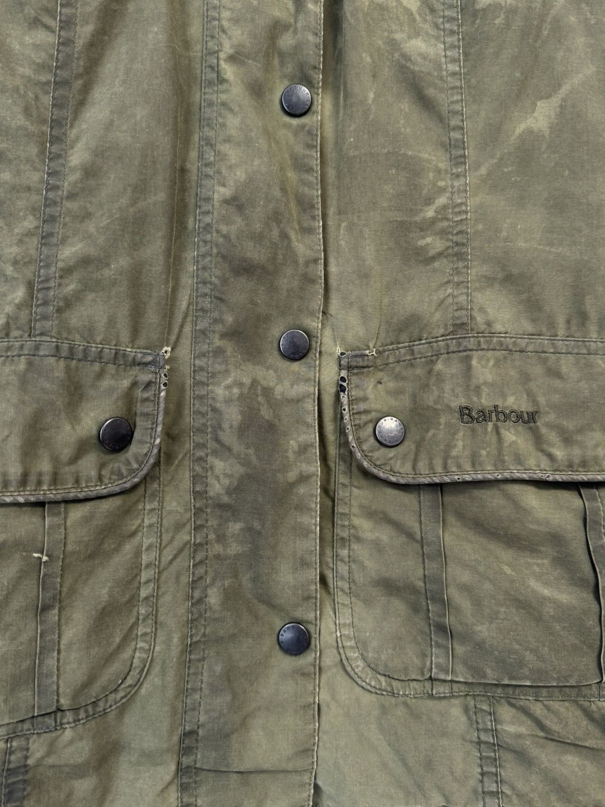 Barbour Women’s Barbour L1091 Utility Waxed Olive Jacket Wax Coat Size M / US 6-8 / IT 42-44 - 6 Thumbnail