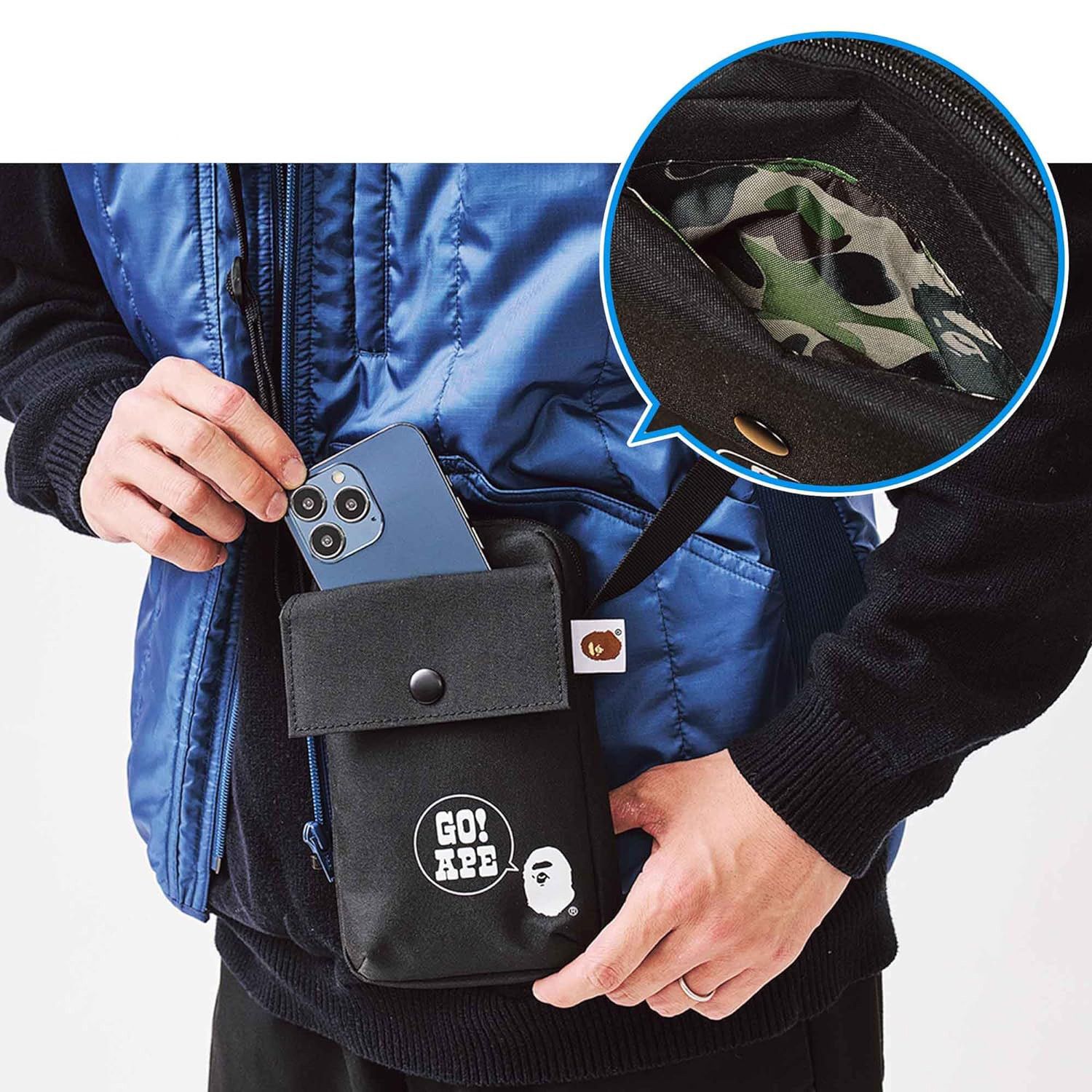 Pre-owned Bape Shoulder Bag Logo Sling Cross Body Pouch Wallet In Black