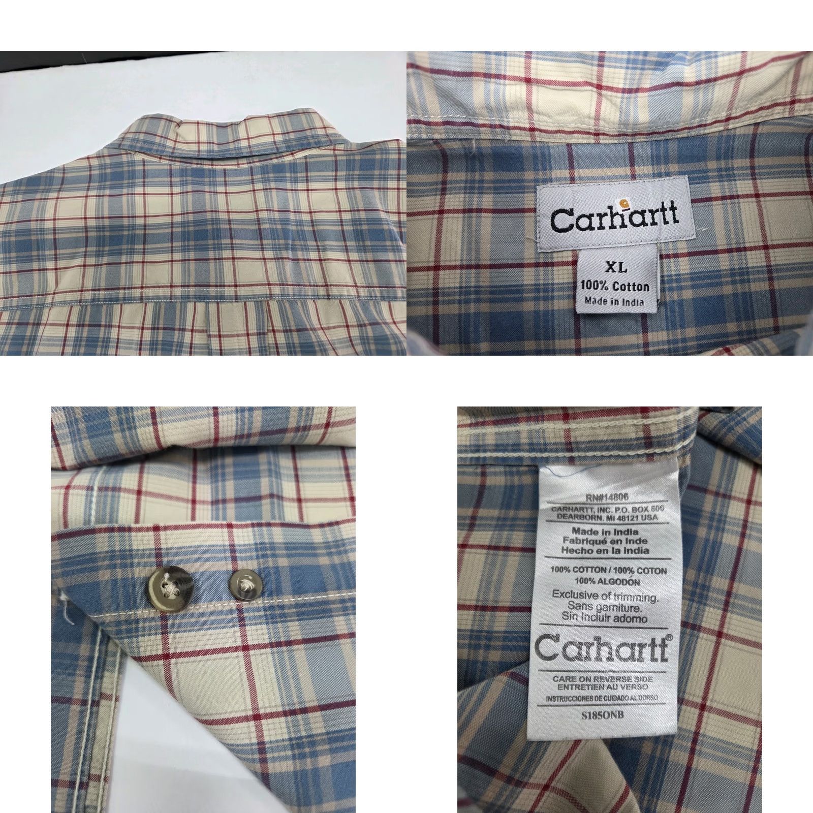 Carhartt Carhartt Mens Short Sleeve Button Up Plaid Multicolored Shirt Logo XL Curtains? Size US XL / EU 56 / 4 - 8 Thumbnail