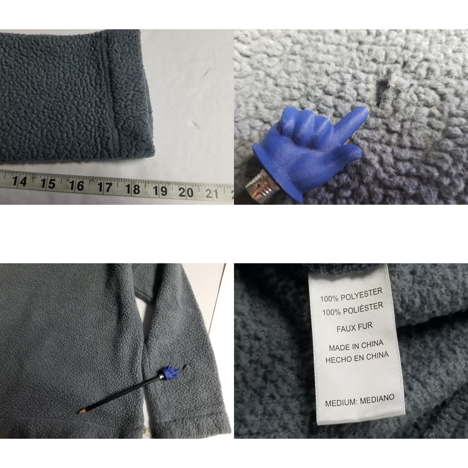 Vintage Jane and Bleecker Pullover Shirt Women M Gray Fleece High Neck Long Sleeve Casual Tunic Comfort See Sleeve Size M / US 6-8 / IT 42-44 - 8 Thumbnail
