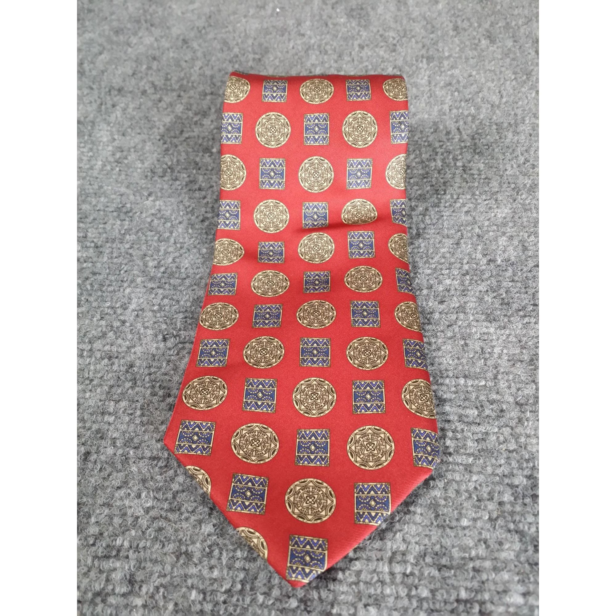 Vintage Valentino Cravatte Silk Neck Tie Men Italy Geometric Red Des Size ONE SIZE - 1 Thumbnail