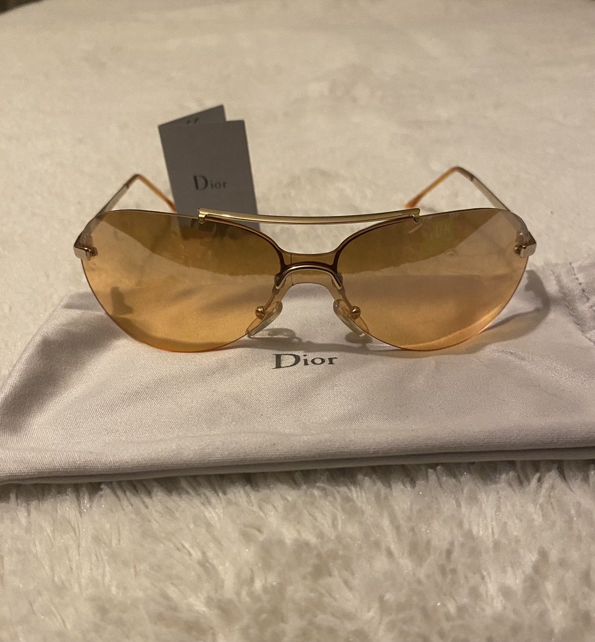 Dior Dior 00’s Orange Tint Mini Aviator Sunglasses Size ONE SIZE - 1 Thumbnail