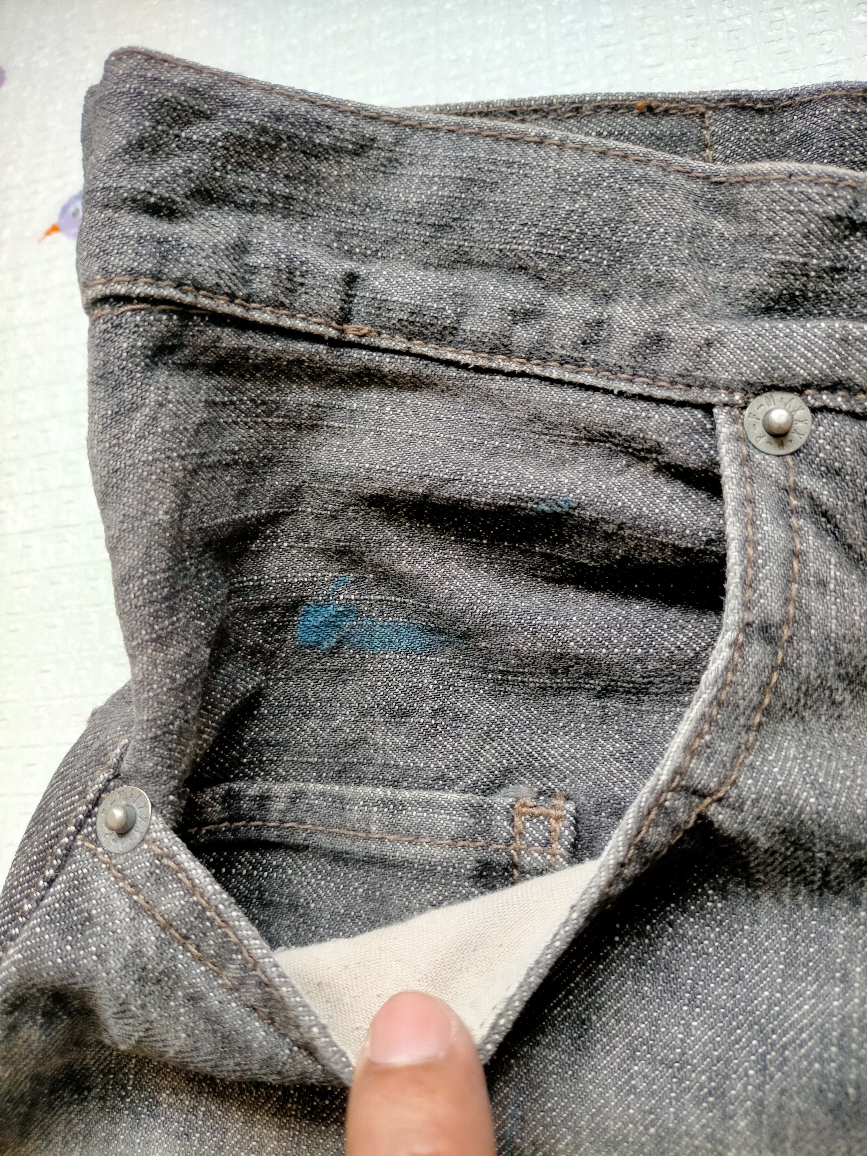 PPFM 🔥Rare ❗PPFM Patchwork Painted Black Button fly jeans Size US 31 - 19 Thumbnail