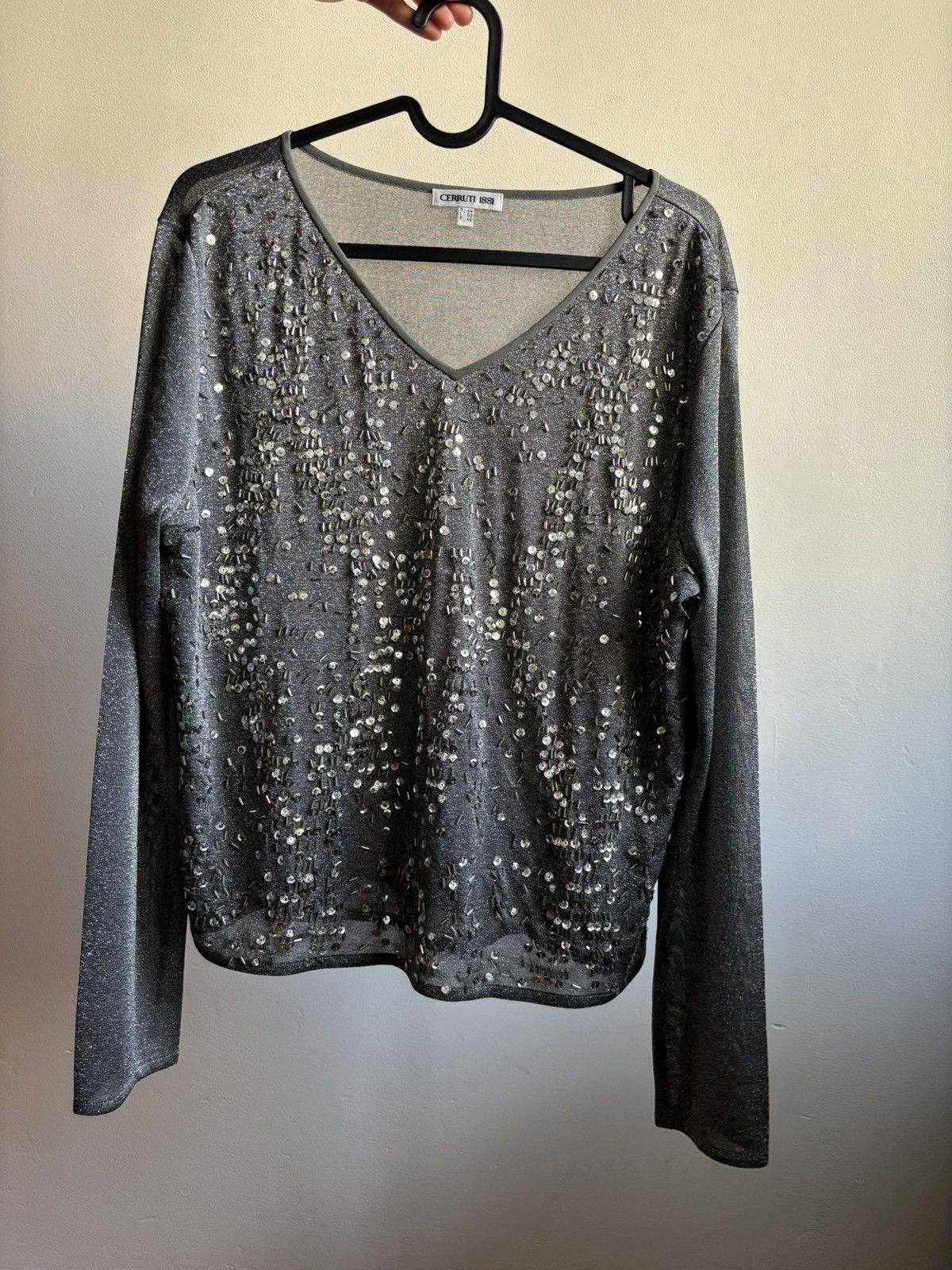 Cerruti 1881 × Vintage Vintage Cerruti 1881 silver sequin top shirt medieval y2k Size M / US 6-8 / IT 42-44 - 5 Thumbnail