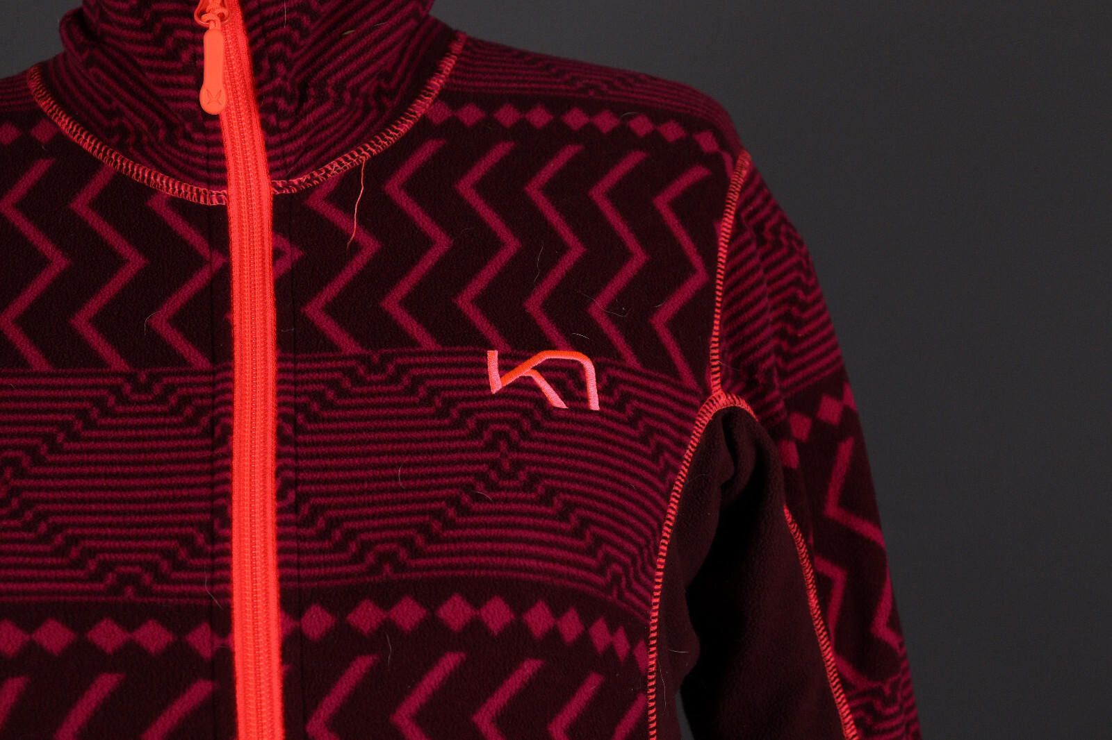 Designer Kari Traa Colorful Geometric Full Zip Fleece Jacket Size S Size L / US 10 / IT 46 - 4 Thumbnail