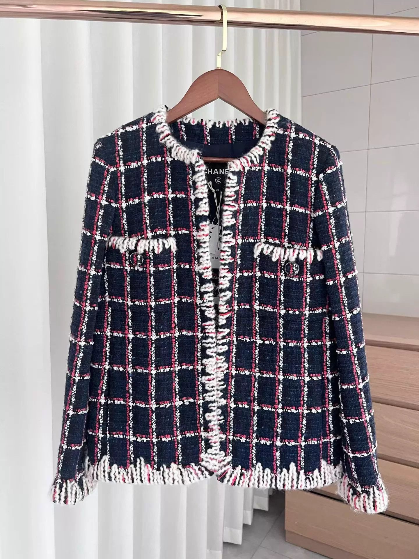 Chanel Chanel Snow Unisex Red Blue White Check Preppy Jacket 36 Size XS / US 0-2 / IT 36-38 - 1 Thumbnail