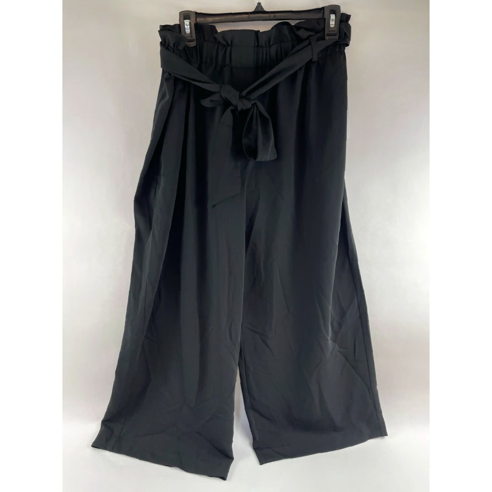 Vintage Wayf Paper Bag Pants Women's XL Black Crop Wide-Leg Belt NWT VINTAGE? Size 40" / US 18 - 2 Thumbnail