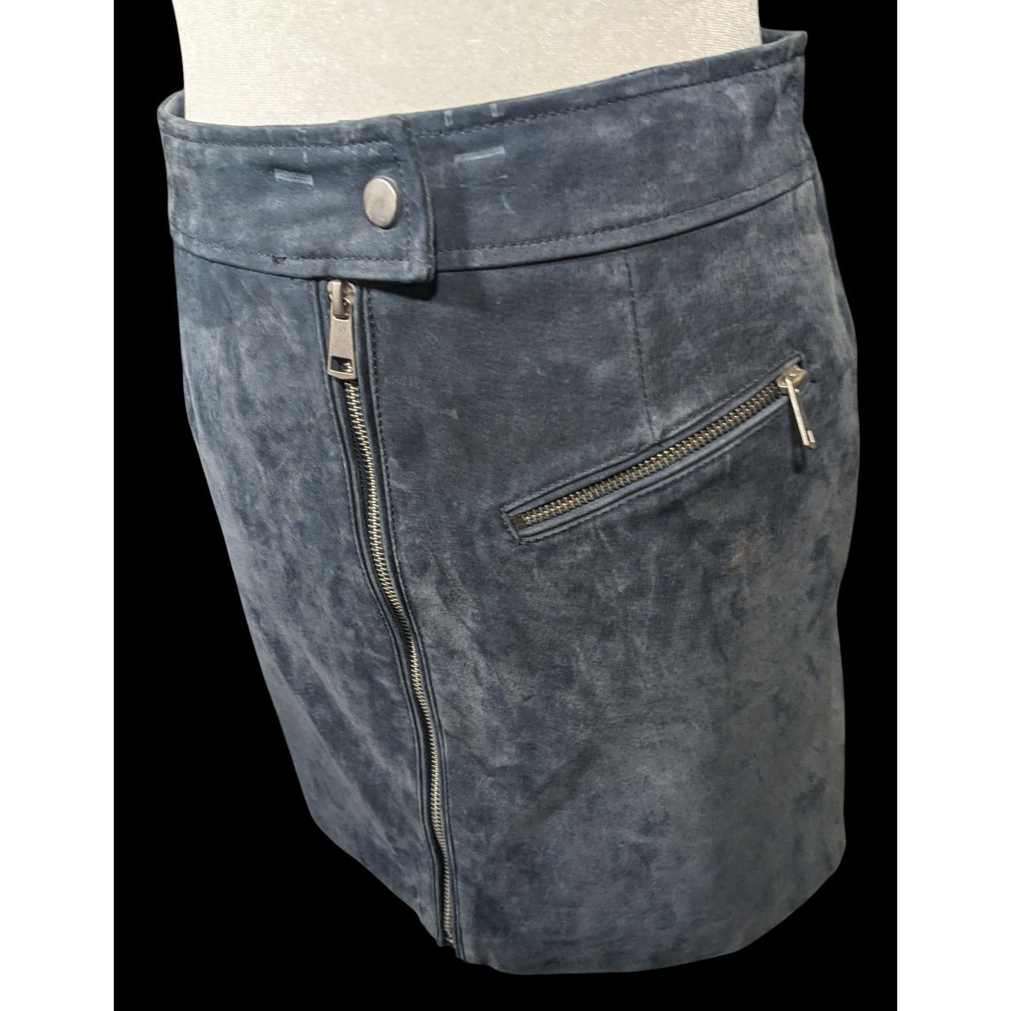 Other Bagatelle NYC Blue/Grey Suede Full Zip Mini Skirt Size Small Size 28" / US 6 / IT 42 - 4 Thumbnail