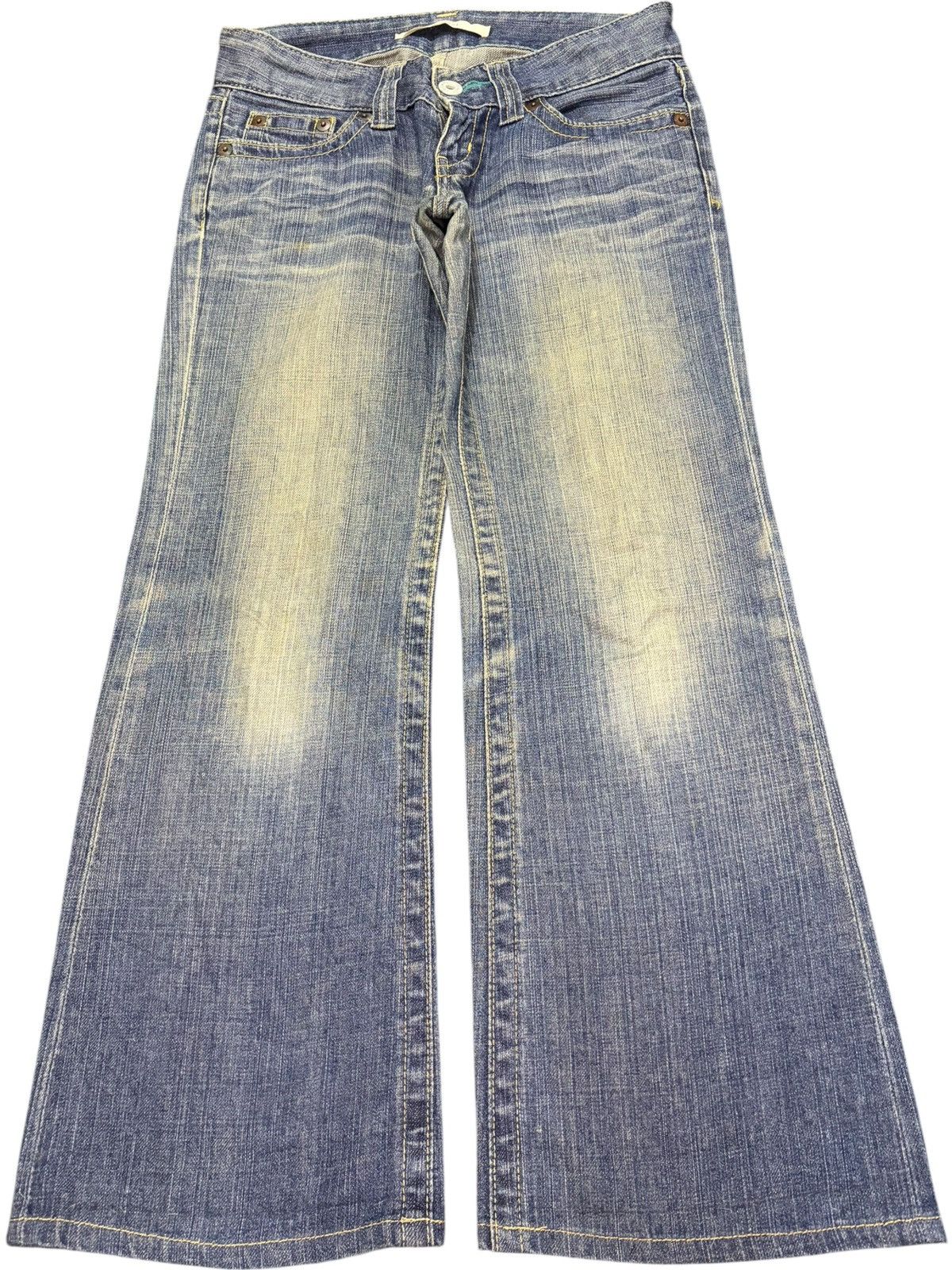 Uniqlo Vintage Uniqlo Mud Wash Distress Low Rise Flare Jeans Size 29" - 1 Thumbnail