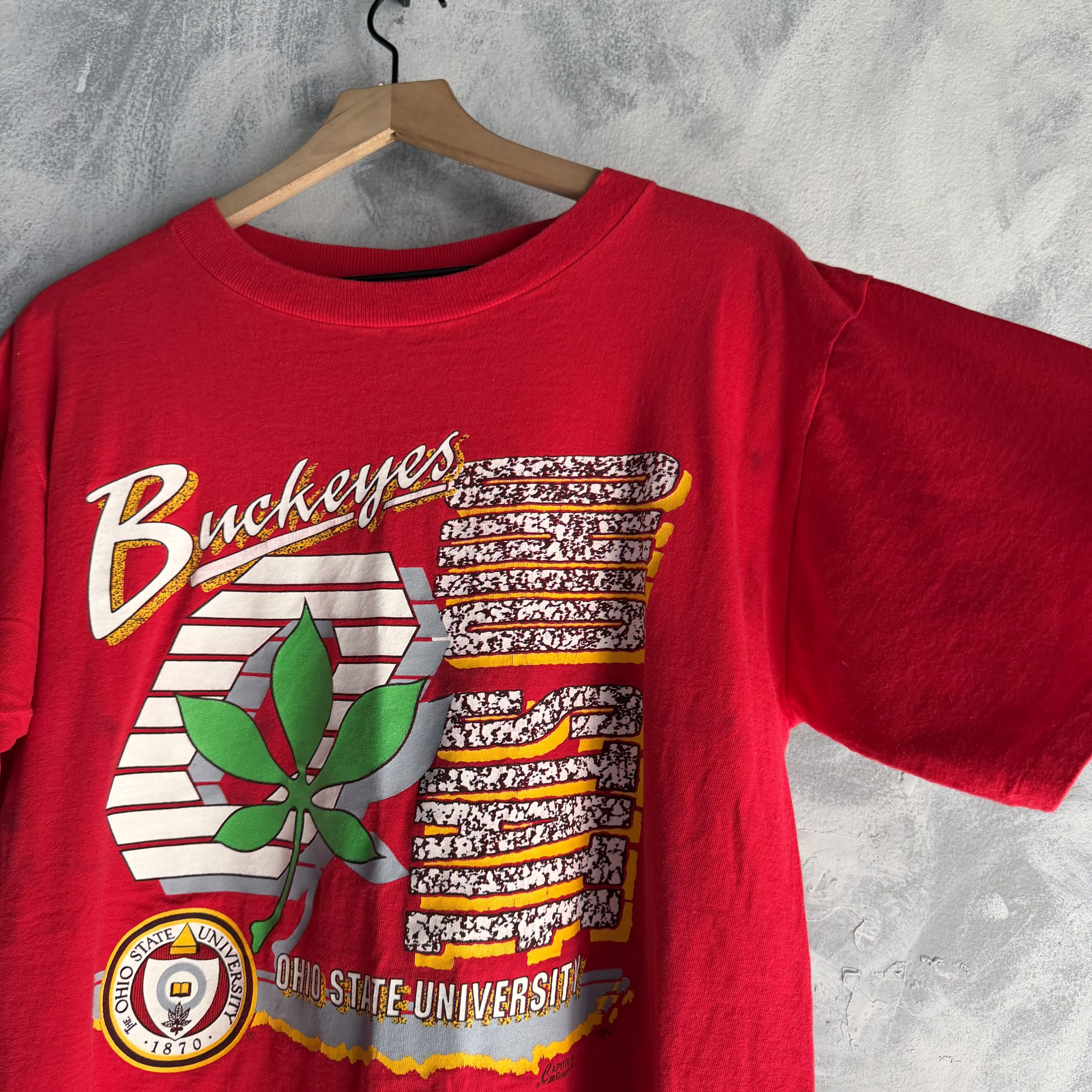 NCAA Vtg Ohio State Buckeyes T Shirt Large Red 90's NCAA Block Size US L / EU 52-54 / 3 - 3 Thumbnail