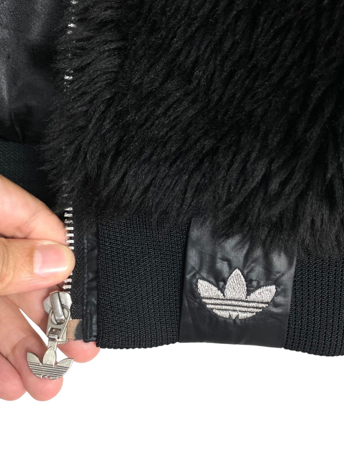 Adidas Rare‼️ Adidas Hooded Faux Fur Jacket Big Logo Inside Size XS / US 0-2 / IT 36-38 - 8 Thumbnail