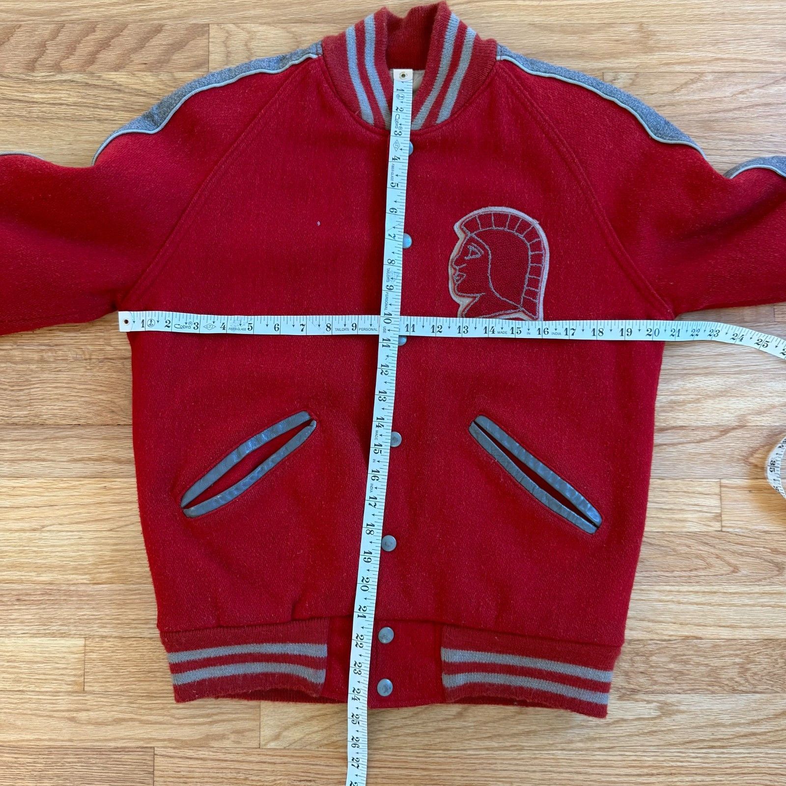 RRL Ralph Lauren Vintage 1960's Trojans Varsity Wool Jacket Red Size US M / EU 48-50 / 2 - 3 Thumbnail