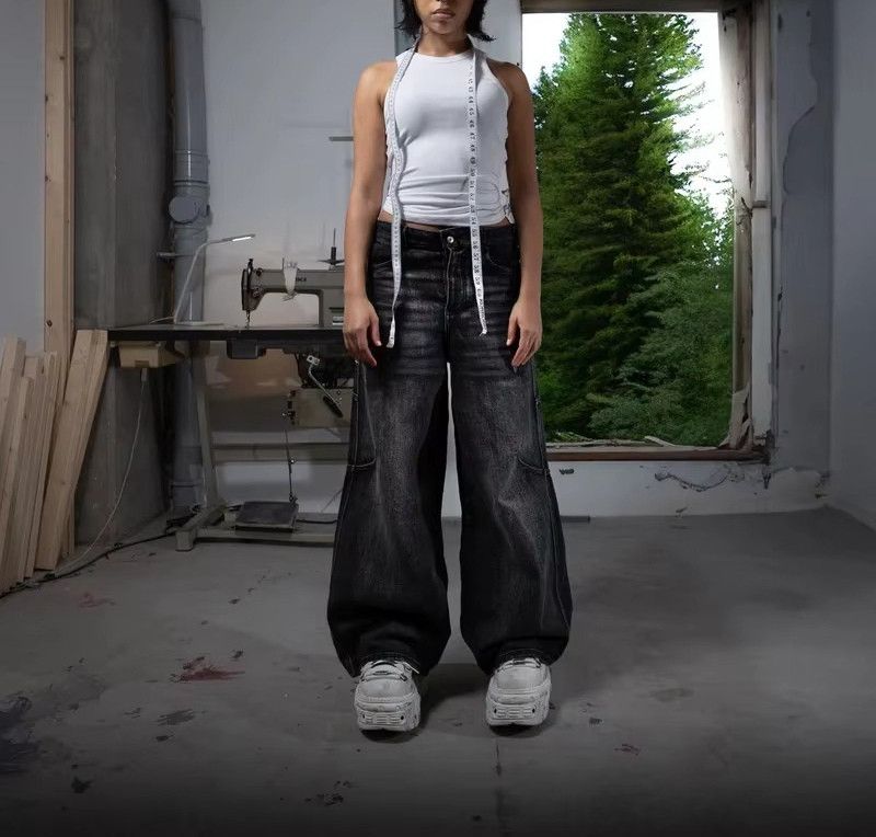 Japanese Brand × Jean Washed Black Retro Baggy Jeans Size US 34 / EU 50 - 5 Thumbnail