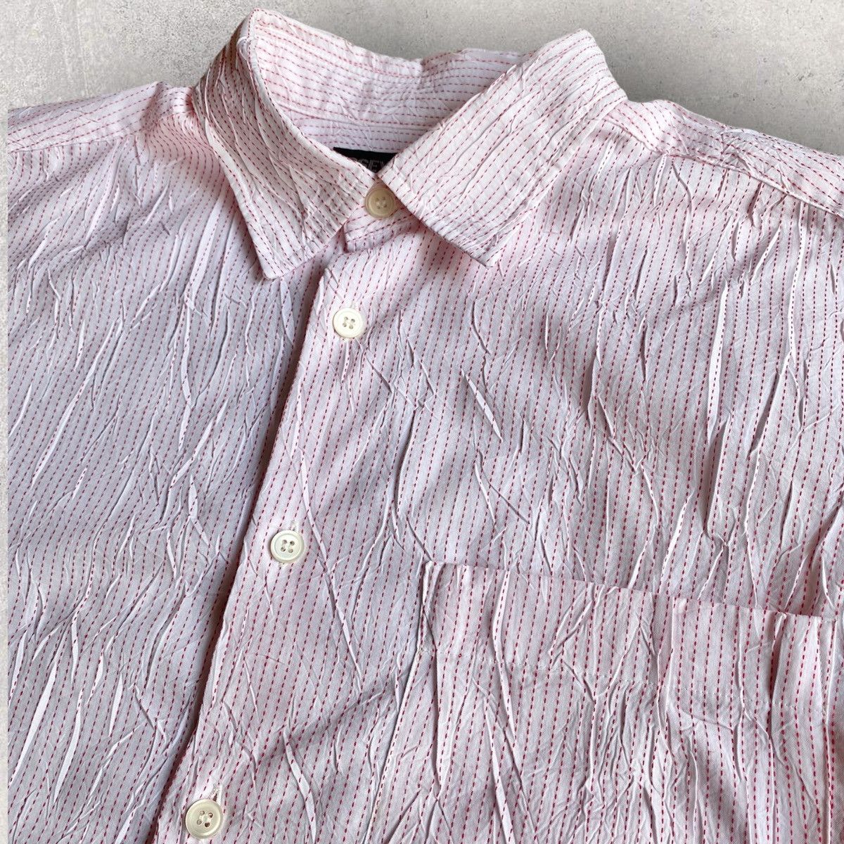 Issey Miyake Stripes Embroidered Wrinkle Oversize Shirt Size US M / EU 48-50 / 2 - 2 Thumbnail