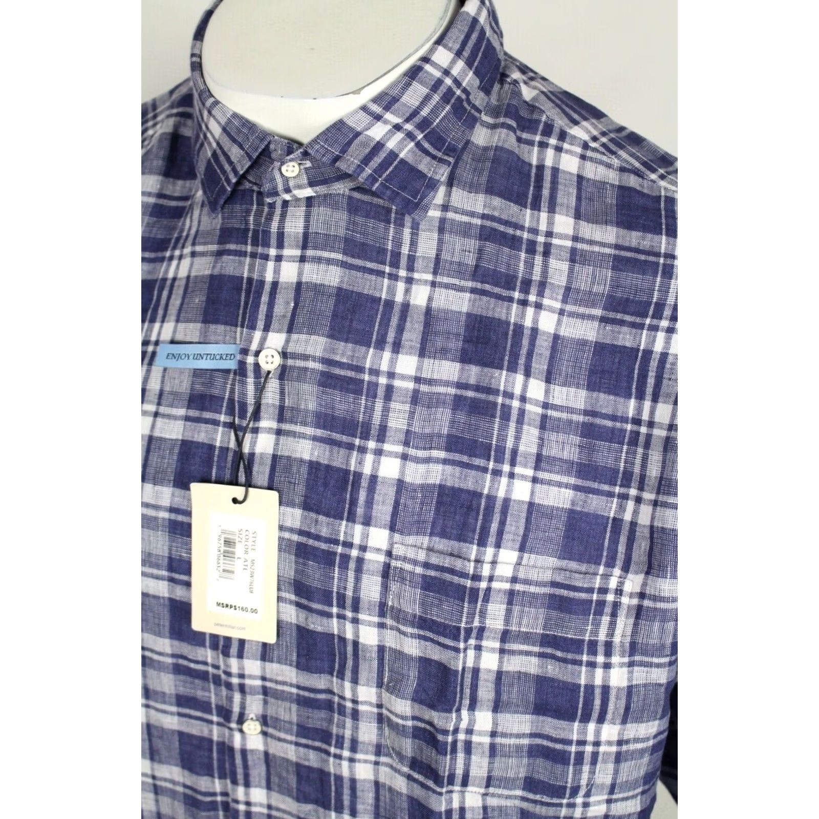 Peter Millar Peter Millar Men's Beach Bluff Linen Shirt Long Sleeve Button 2XL Blue Plaid Size US XXL / EU 58 / 5 - 3 Thumbnail