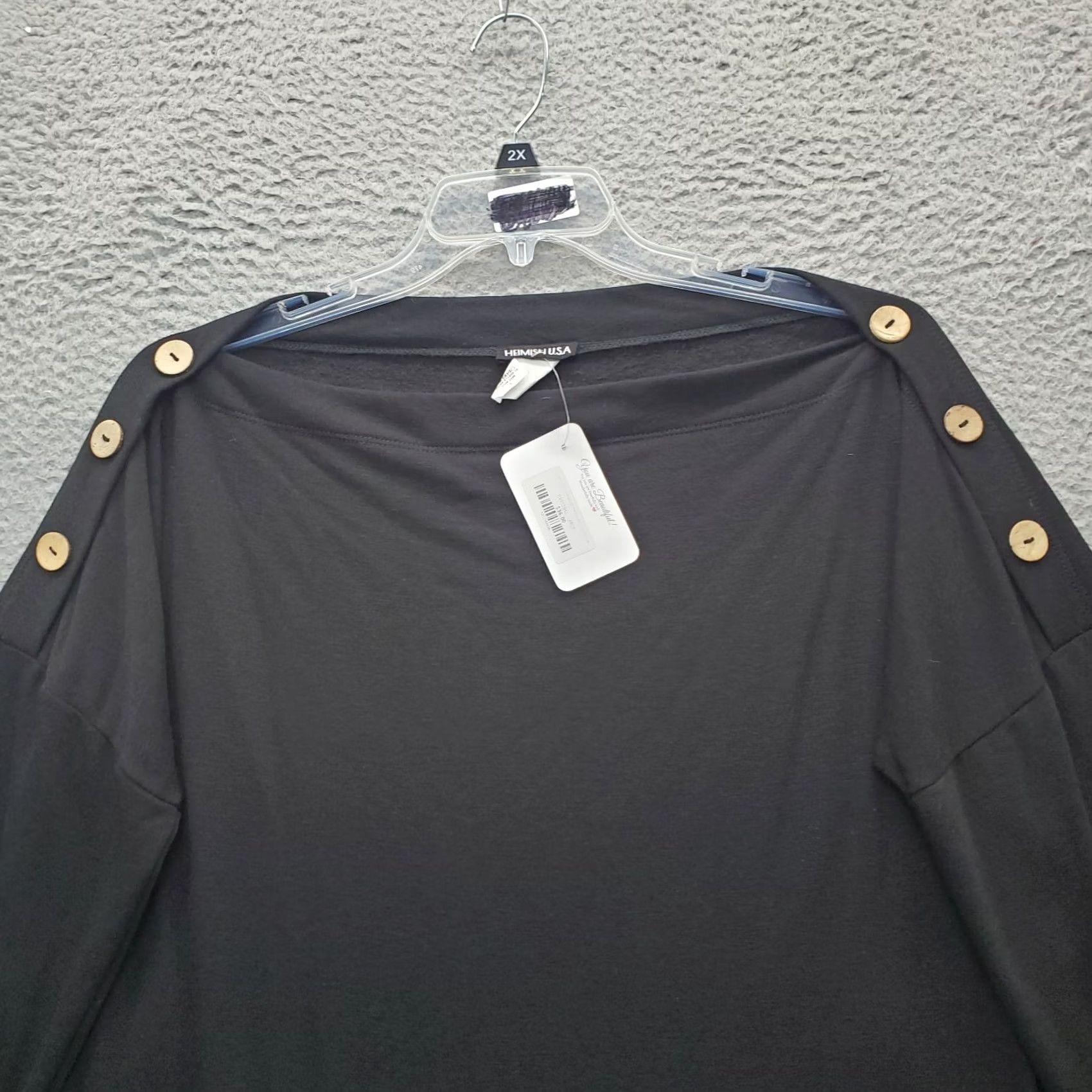 Vintage Heimish USA Womens Size L Black Stretch Shoulder Button Long Sleeve Sweater Size L / US 10 / IT 46 - 3 Thumbnail