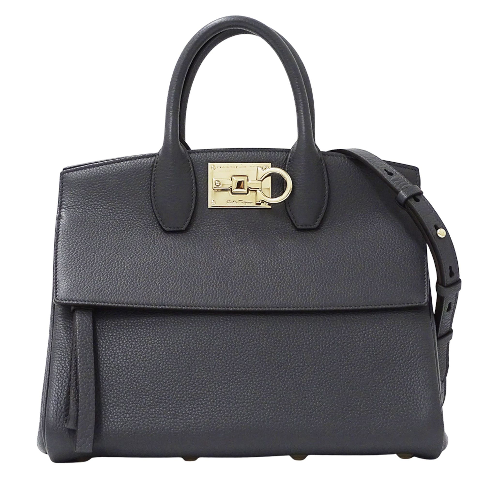Salvatore Ferragamo Salvatore Ferragamo Ferragamo women's handbag, brand name, handbag/shoulder bag, 2-way, studio leather, gray. Size ONE SIZE - 1 Thumbnail
