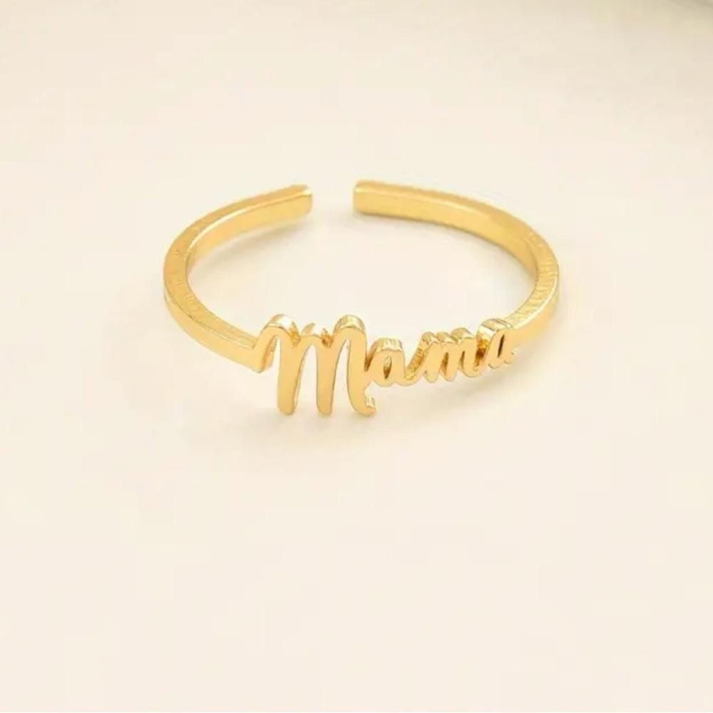 Designer Gold 'Mama' Ring Size ONE SIZE - 3 Thumbnail