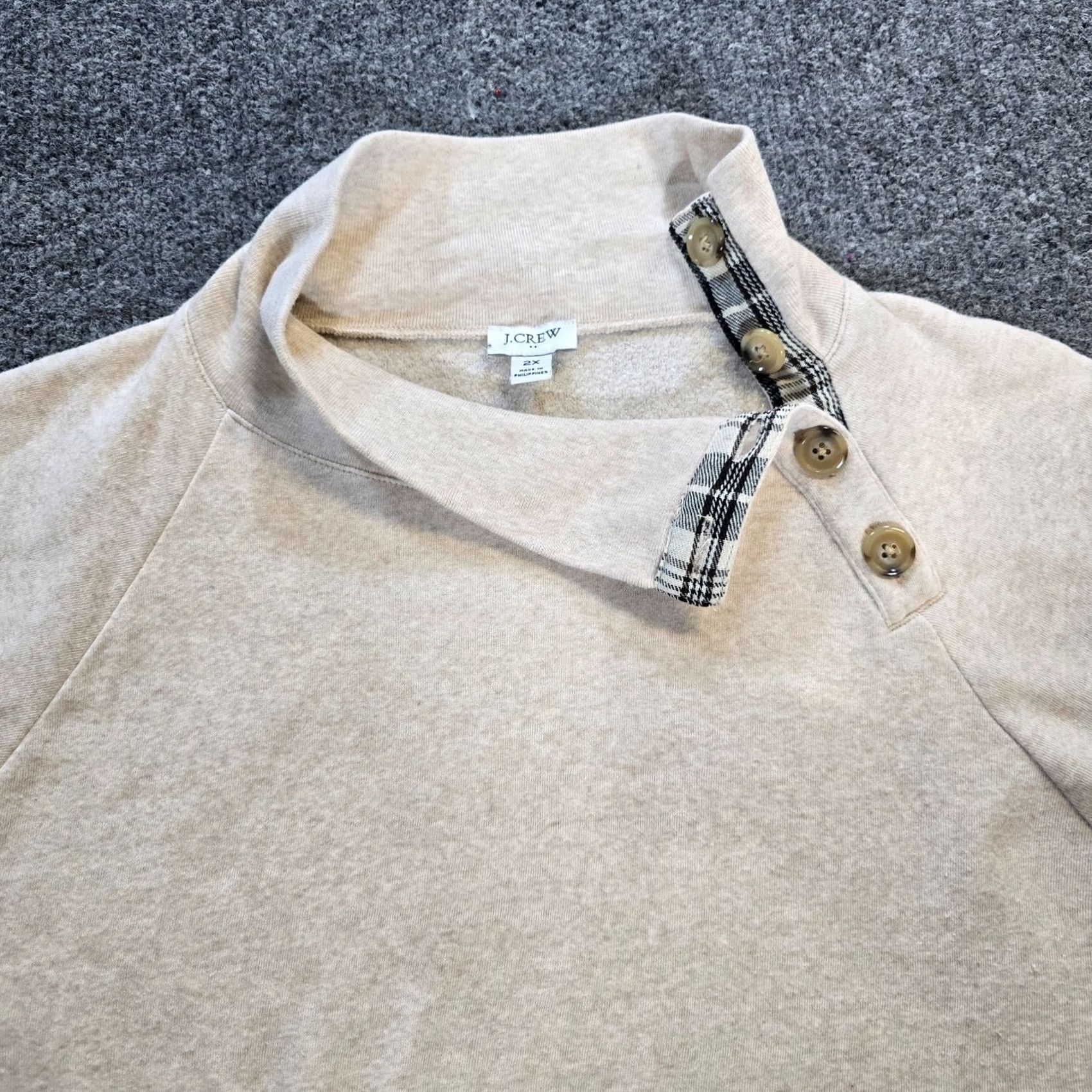 J.Crew J.CREW Sweater Women 2X Beige High Neck Button Long Sleeve Knit Pullover Casual 2X Womens Size XXL / US 16-18 / IT 52-54 - 2 Thumbnail