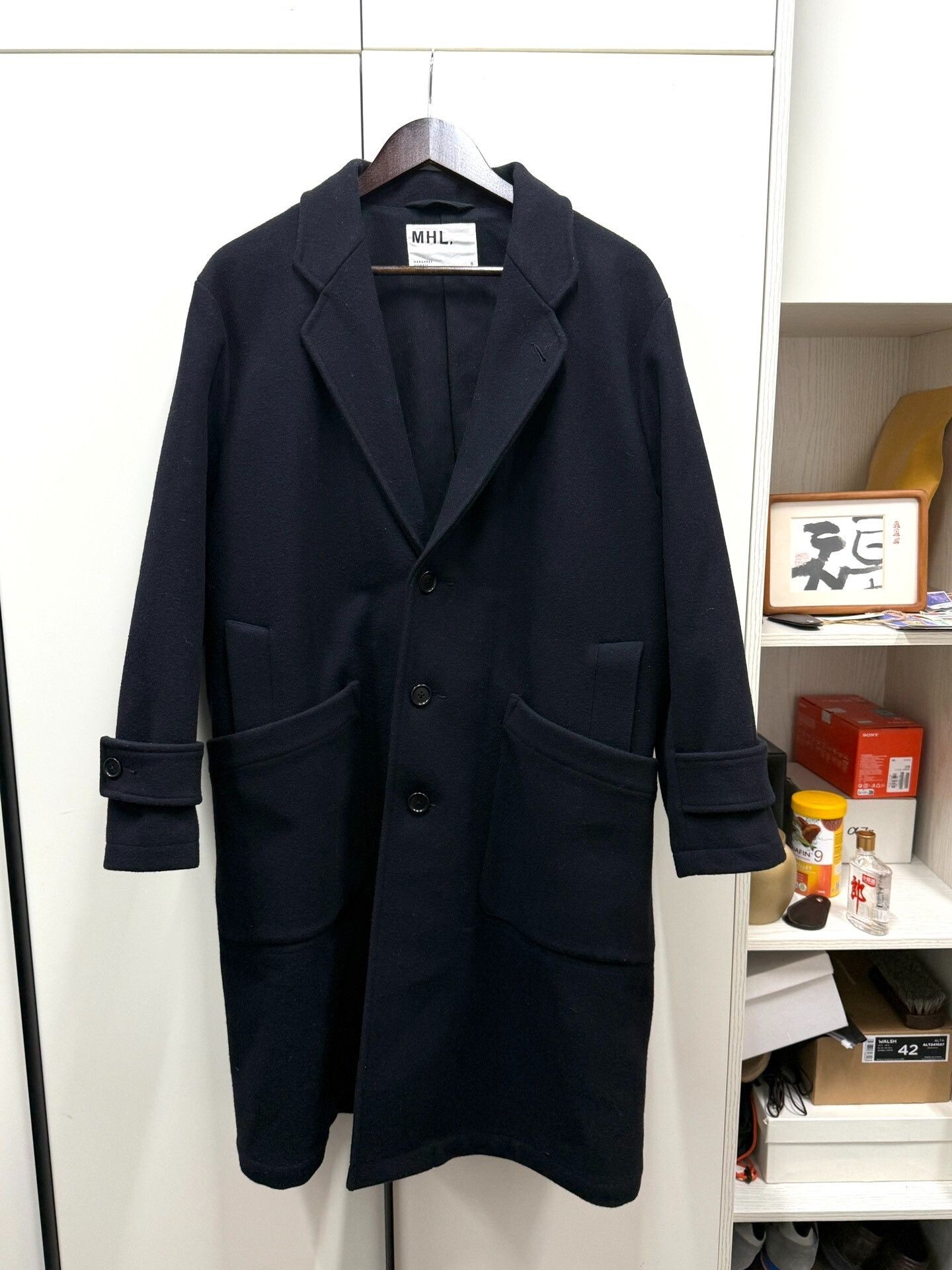 Japanese Brand MHL French Retro Deep Blue Wool Coat Size US S / EU 44-46 / 1 - 1 Thumbnail