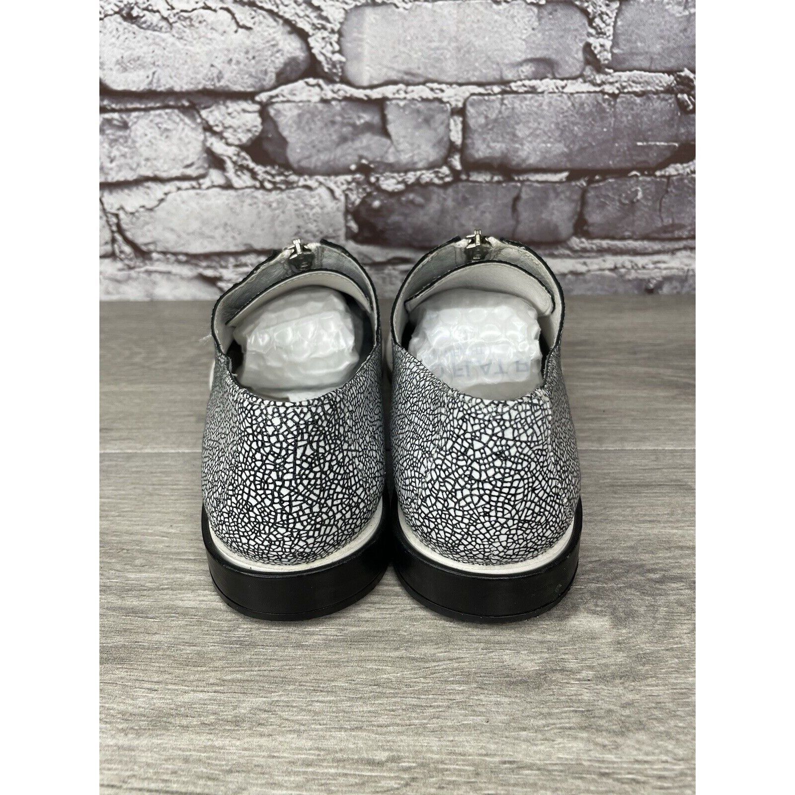 Miista Miista London Black White Leather Cracked Print Center Zip S Size US 8.5 / IT 38.5 - 4 Thumbnail
