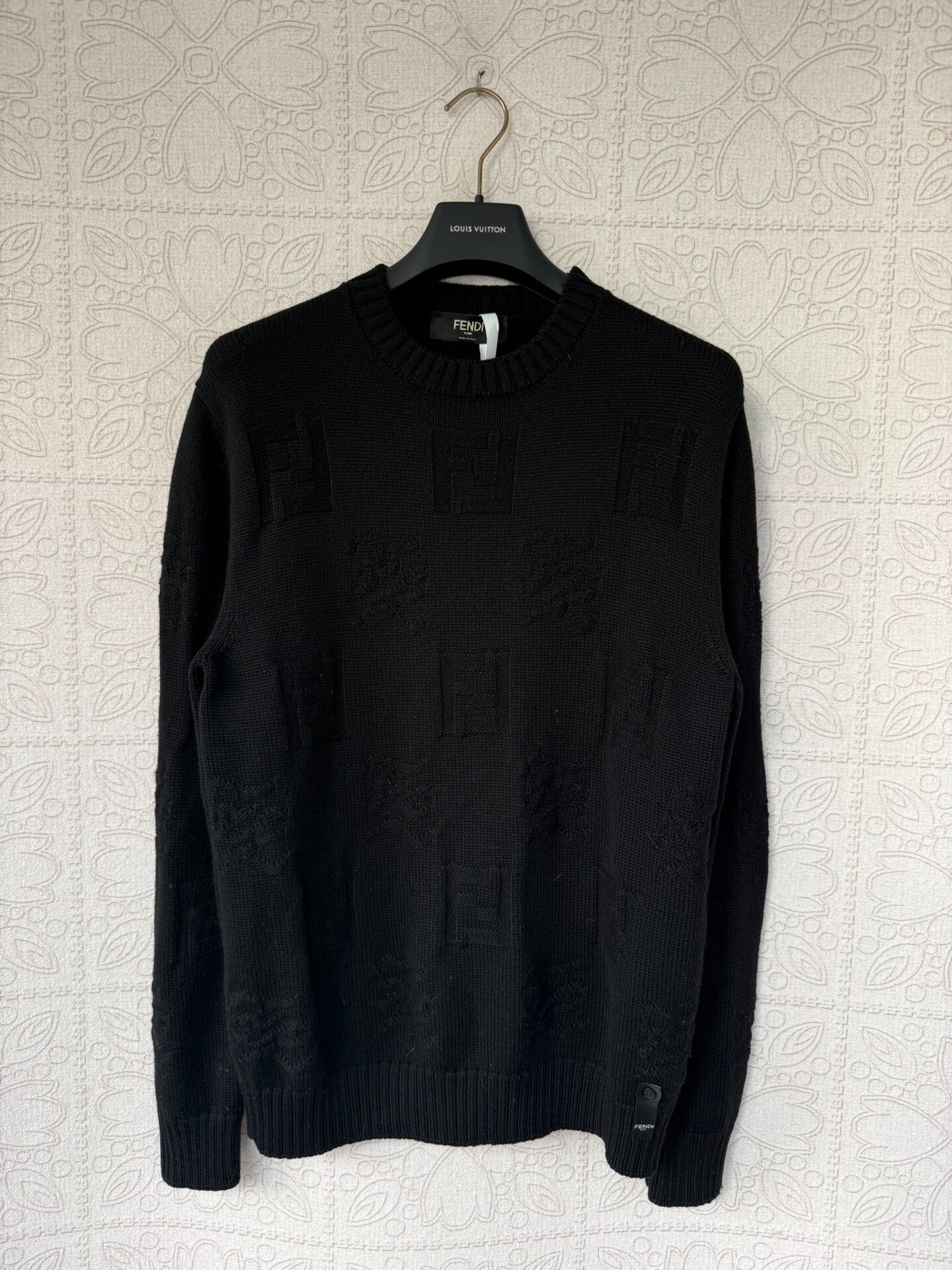 Fendi black Fendi wool sweater with logo print Size US L / EU 52-54 / 3 - 1 Thumbnail