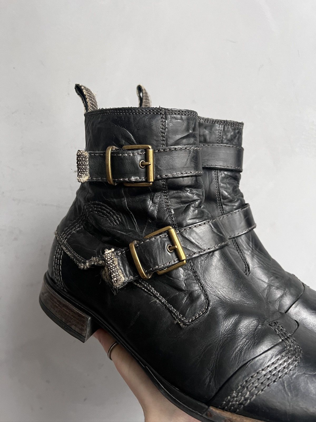 Undercover Vintage ankle belted western boots hedi slimane style 90s Size US 10 / EU 43 - 3 Thumbnail