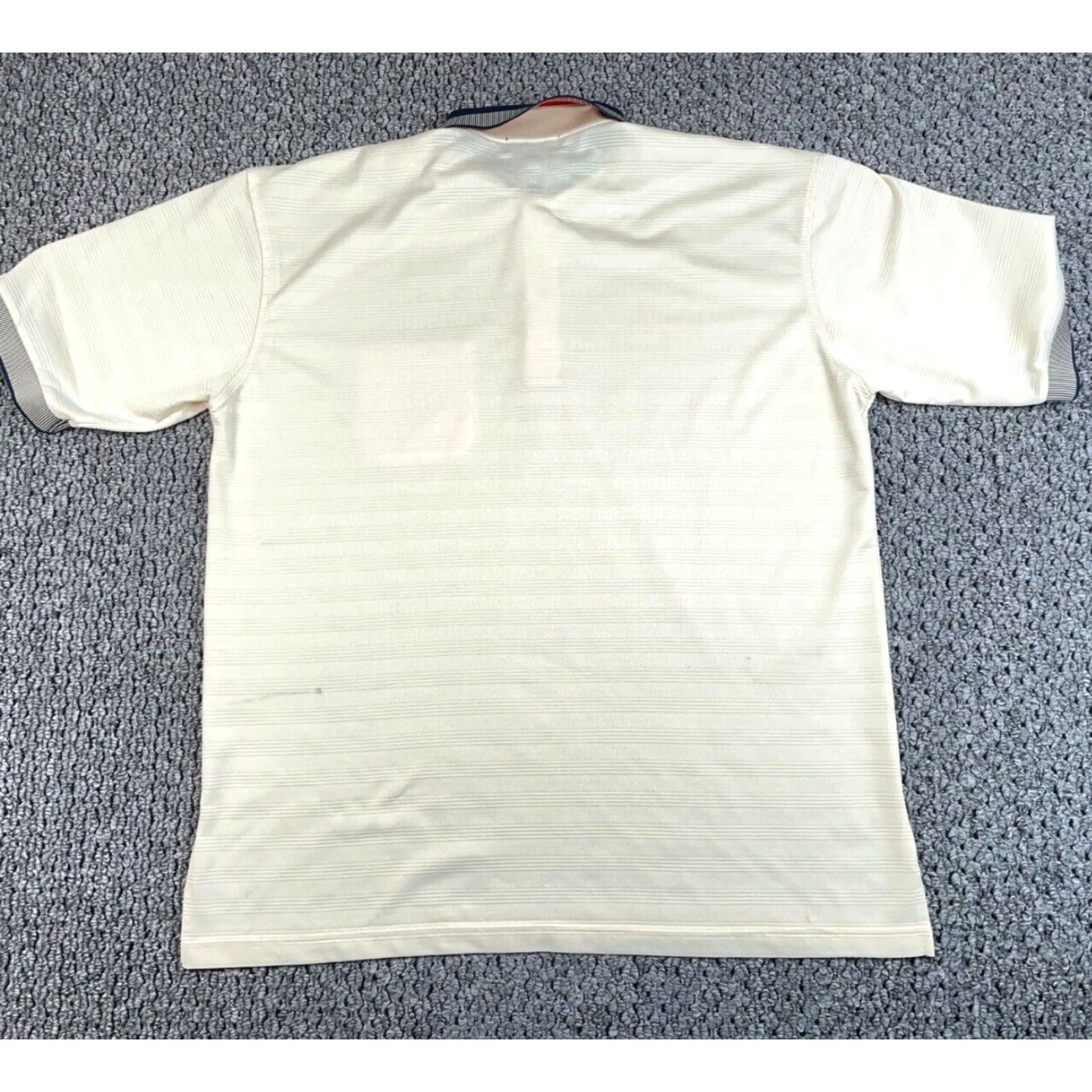 Vintage VINTAGE La Veen Textured Polo Shirt - Shirt Adult XL Ivory Blue 80s Retro Dad Style Mens XL Polo Size US XL / EU 56 / 4 - 2 Thumbnail