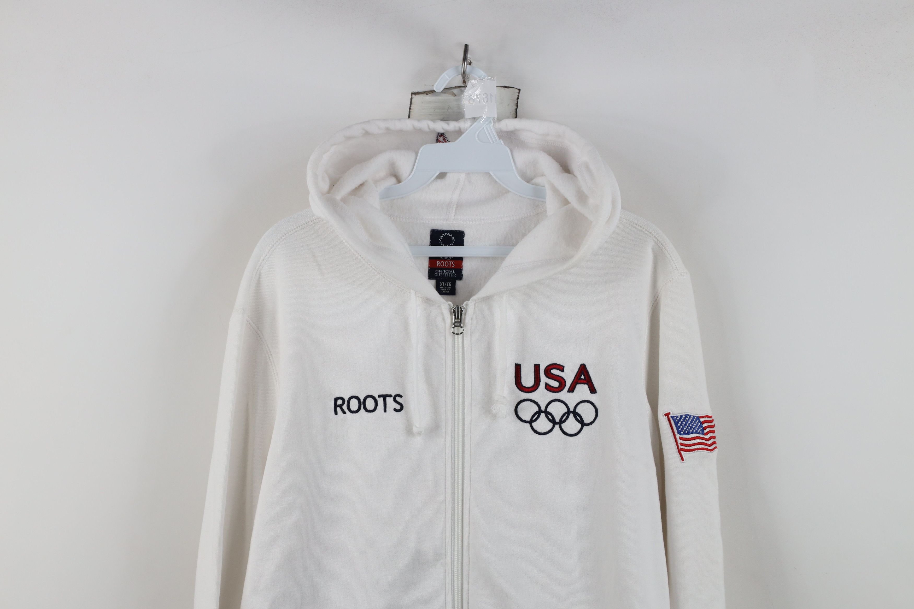 Vintage Vintage Y2K Roots Athens Greece Team USA Hoodie White Size XL / US 12-14 / IT 48-50 - 2 Thumbnail