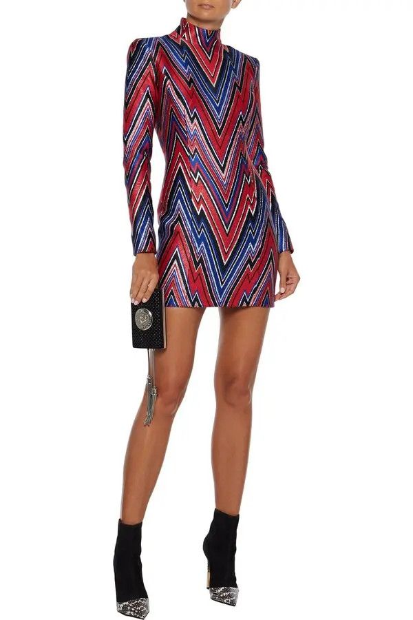 Balmain o1y0525 Mini Dress in Multicolor Size XS / US 0-2 / IT 36-38 - 3 Thumbnail