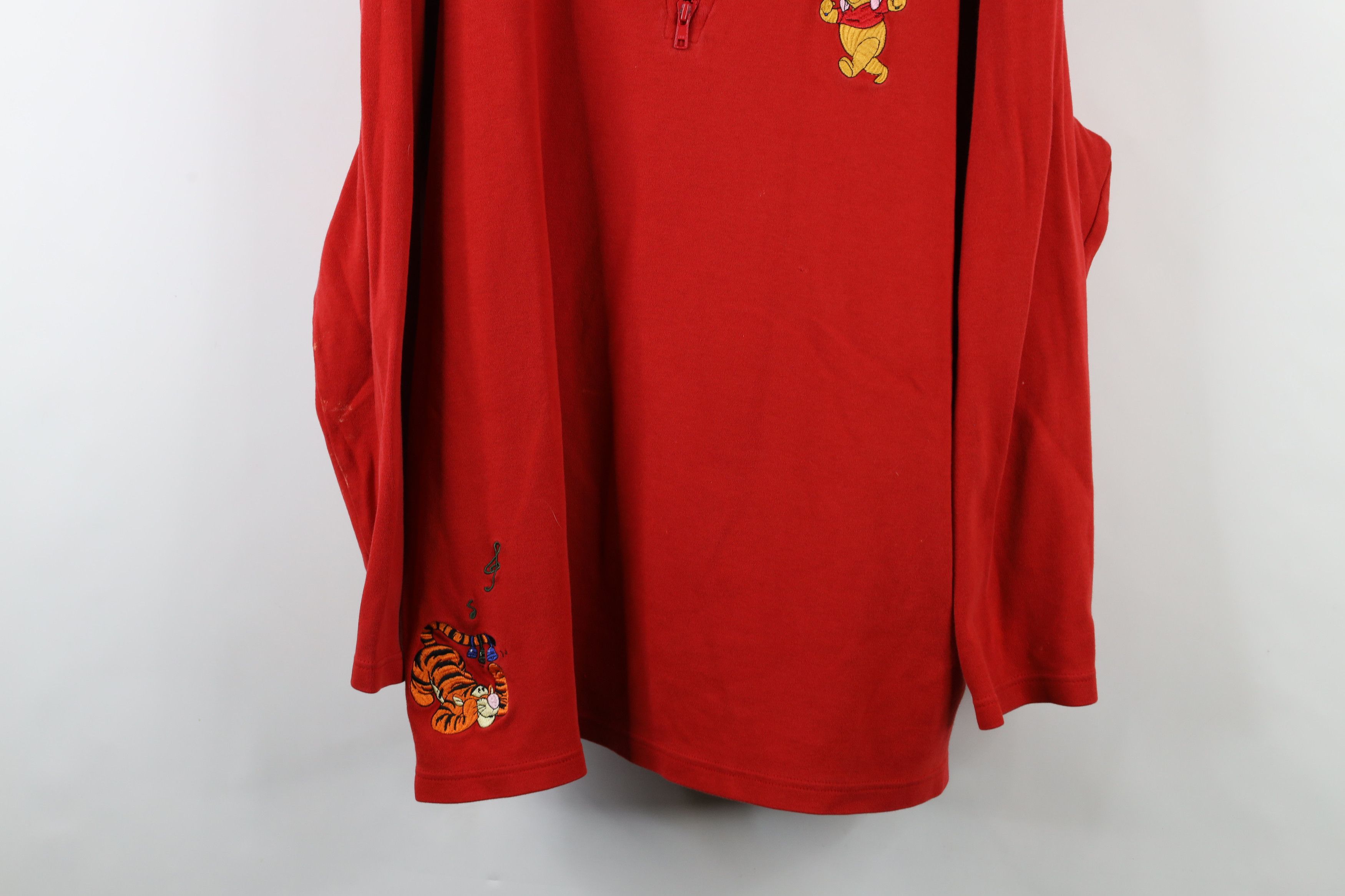 Disney × Vintage Vintage 90s Disney Winnie the Pooh Half Zip Shirt Top Red Size 3XL / US 20-22 - 3 Thumbnail