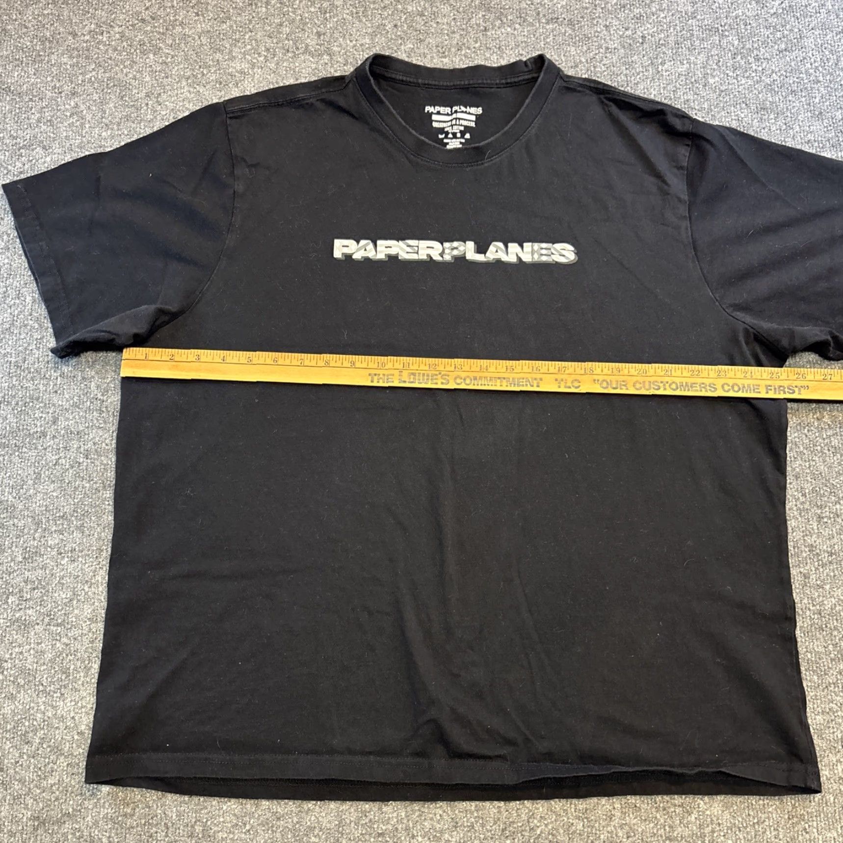 Vintage PAPER PLANES T-Shirt Black 3XL Diamond Stripes Crew Neck Men Streetwear Grunge, Reflective, Love Size US XXL / EU 58 / 5 - 4 Thumbnail
