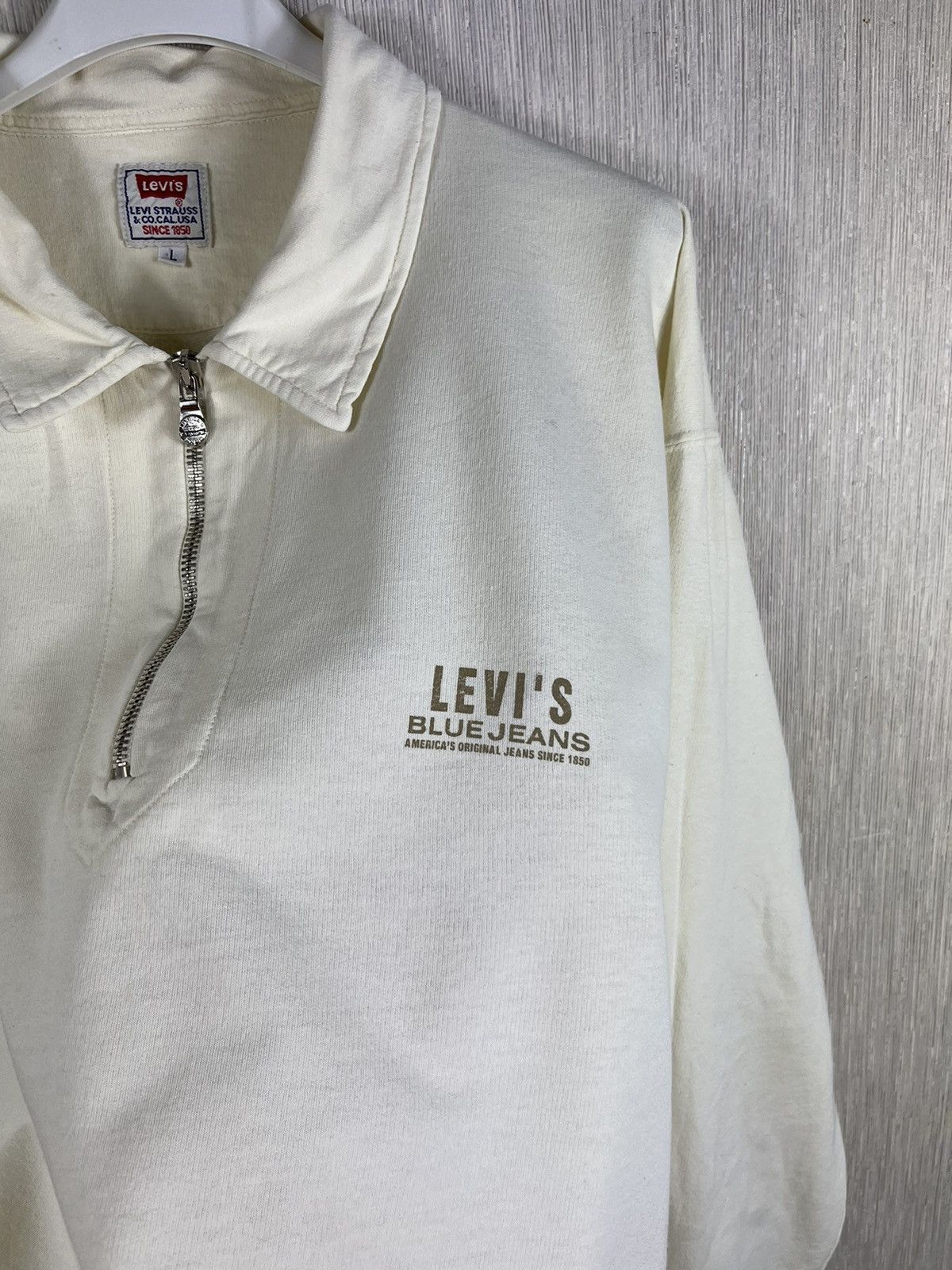 Levi's × Levi's Vintage Clothing × Vintage Vintage 70s Levi’s blue jeans half zip sweatshirt polo Size US L / EU 52-54 / 3 - 14 Thumbnail