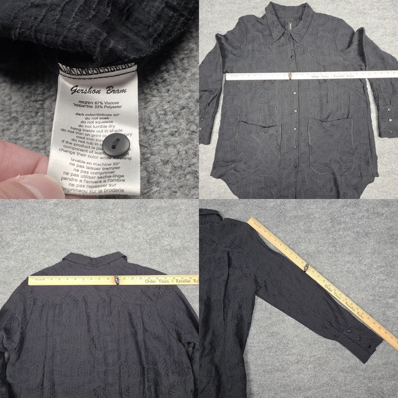Vintage GERSHON BRAM Alice Shirt Women's Large Black Button Up Textured Knit Viscose NWT Size L / US 10 / IT 46 - 8 Thumbnail