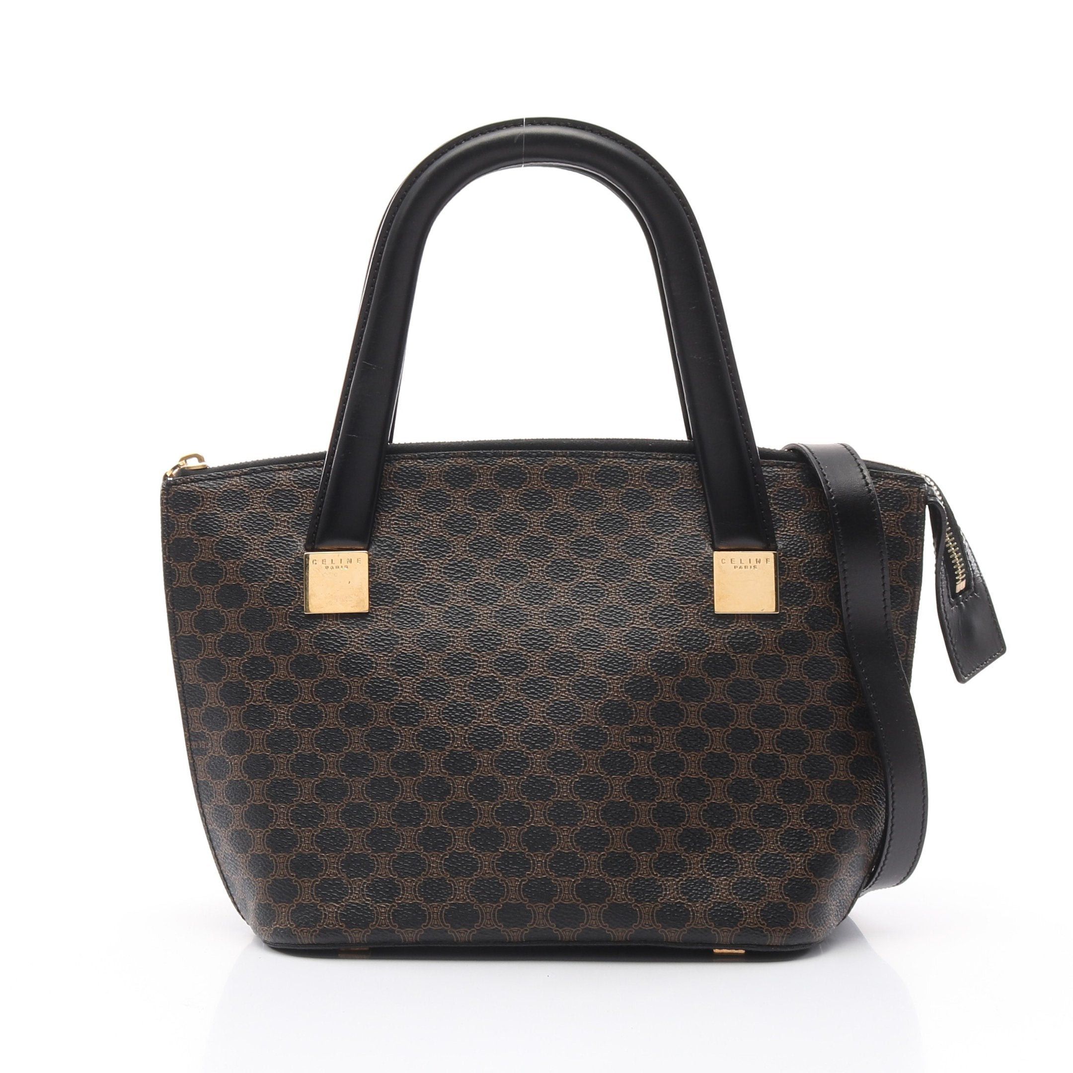 Celine Celine Macadam Handbag Leather Black Brown Size ONE SIZE - 1 Thumbnail
