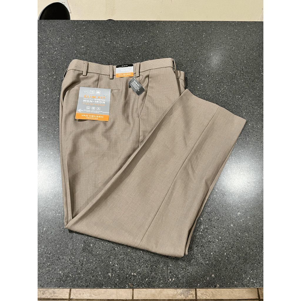Van Heusen Van Heusen Traveler Slim Fit Mens Flat Front Pant size 38x30 Size US 38 / EU 54 - 2 Thumbnail