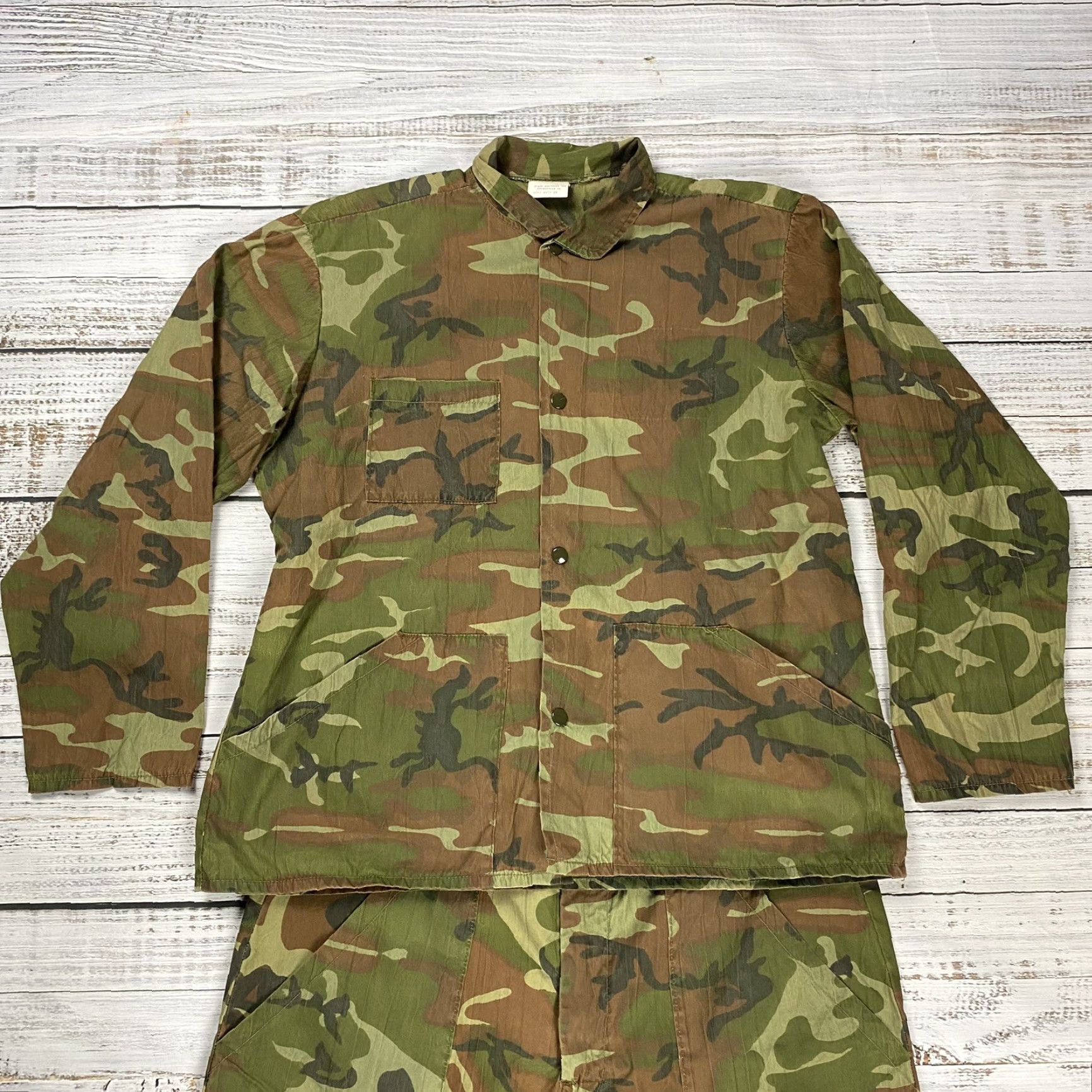 Vintage VTG 60S IDEAL DPM WOODLAND CAMO 2-PIECE POPLIN HUNTING PANTS JACKET SZ L Adult Large Cotton Poplin Military Vintage 1960s IDEAL PRODUCTS Mens Size US 38 / EU 54 - 2 Thumbnail