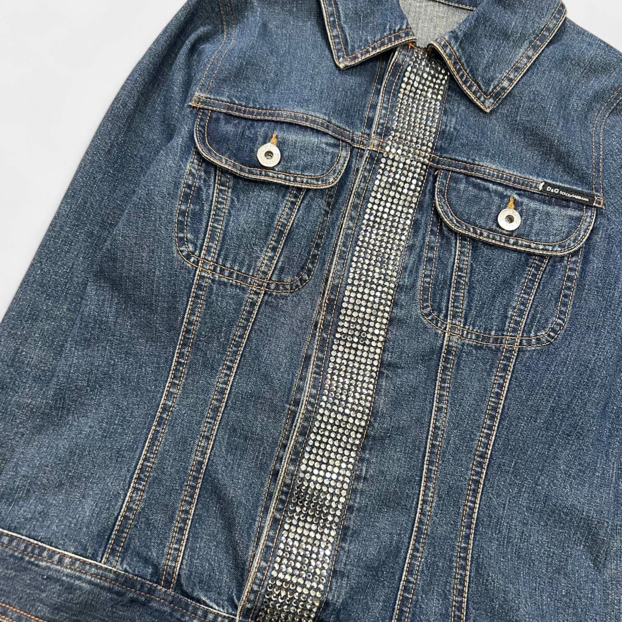 Dolce & Gabbana Dolce & Gabbana Rhinestone Denim Jacket Blue Size S / US 4 / IT 40 - 3 Thumbnail