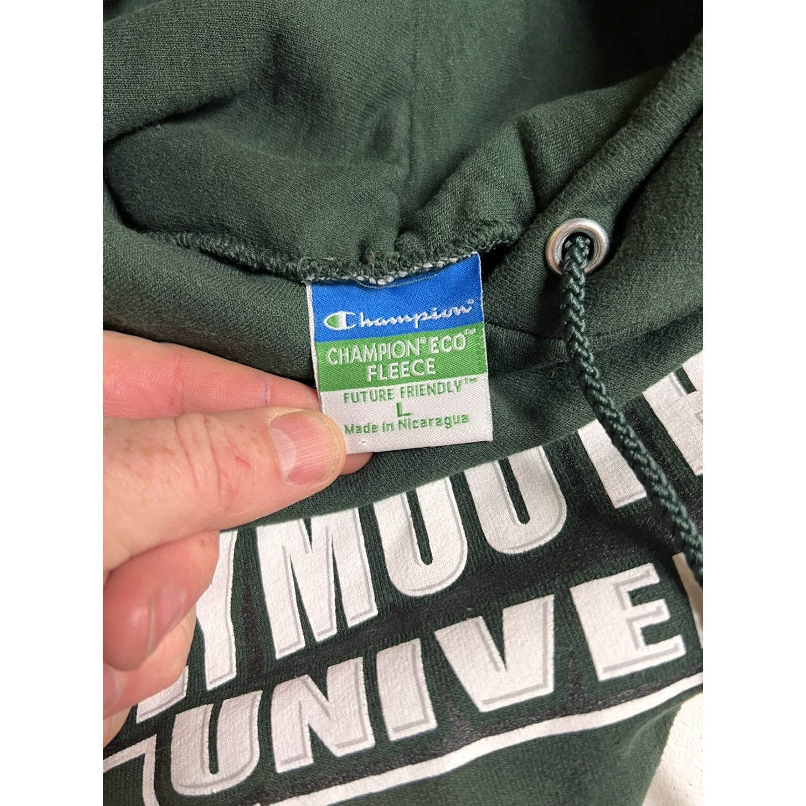 Champion Champion Hoodie Unisex Adults L Green Plymouth State Massachusetts Sweatshirt Pullover Size US L / EU 52-54 / 3 - 4 Thumbnail