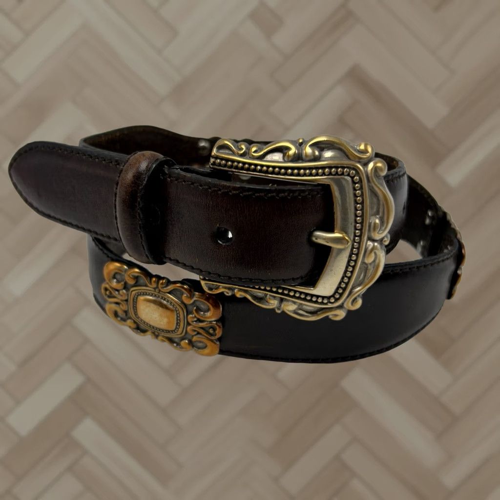 Fossil Vintage Fossil Belt Womens Medium Brown Leather 1996 Copper Tone 90s Y2K Read Size ONE SIZE - 1 Thumbnail