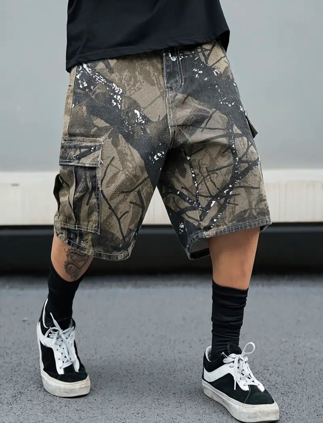 Designer × Vintage Camouflage Baggy Loose Streetwear Design Shorts Size US 30 / EU 46 - 2 Thumbnail