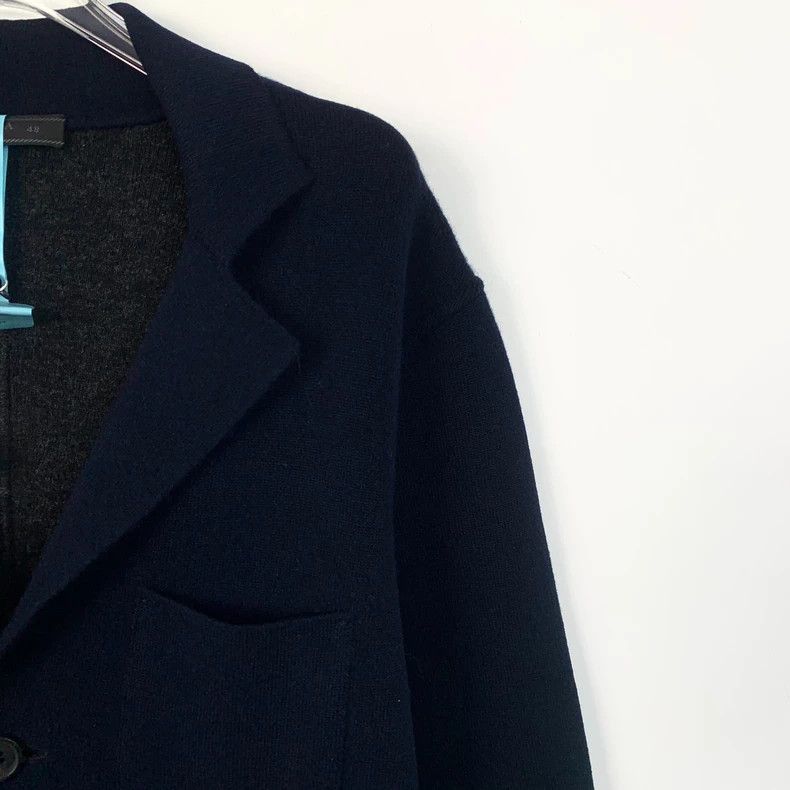 Prada Prada Dark blue wool lapel single-breasted knitted jacket 2 Size US M / EU 48-50 / 2 - 3 Thumbnail