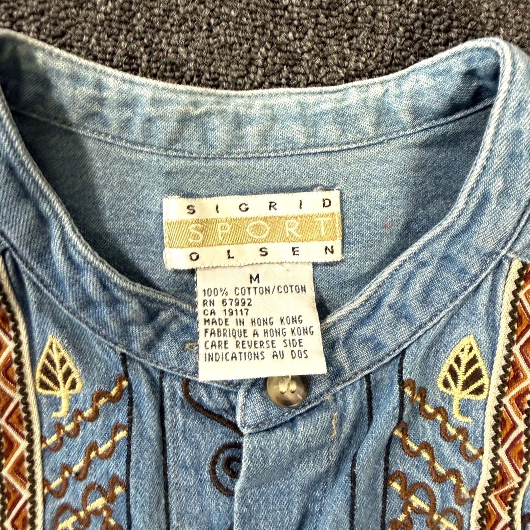Vintage VINTAGE Embroidered Western Brown Denim Longsleeve Button up Women's Medium Blouse Shirt Size M / US 6-8 / IT 42-44 - 3 Thumbnail