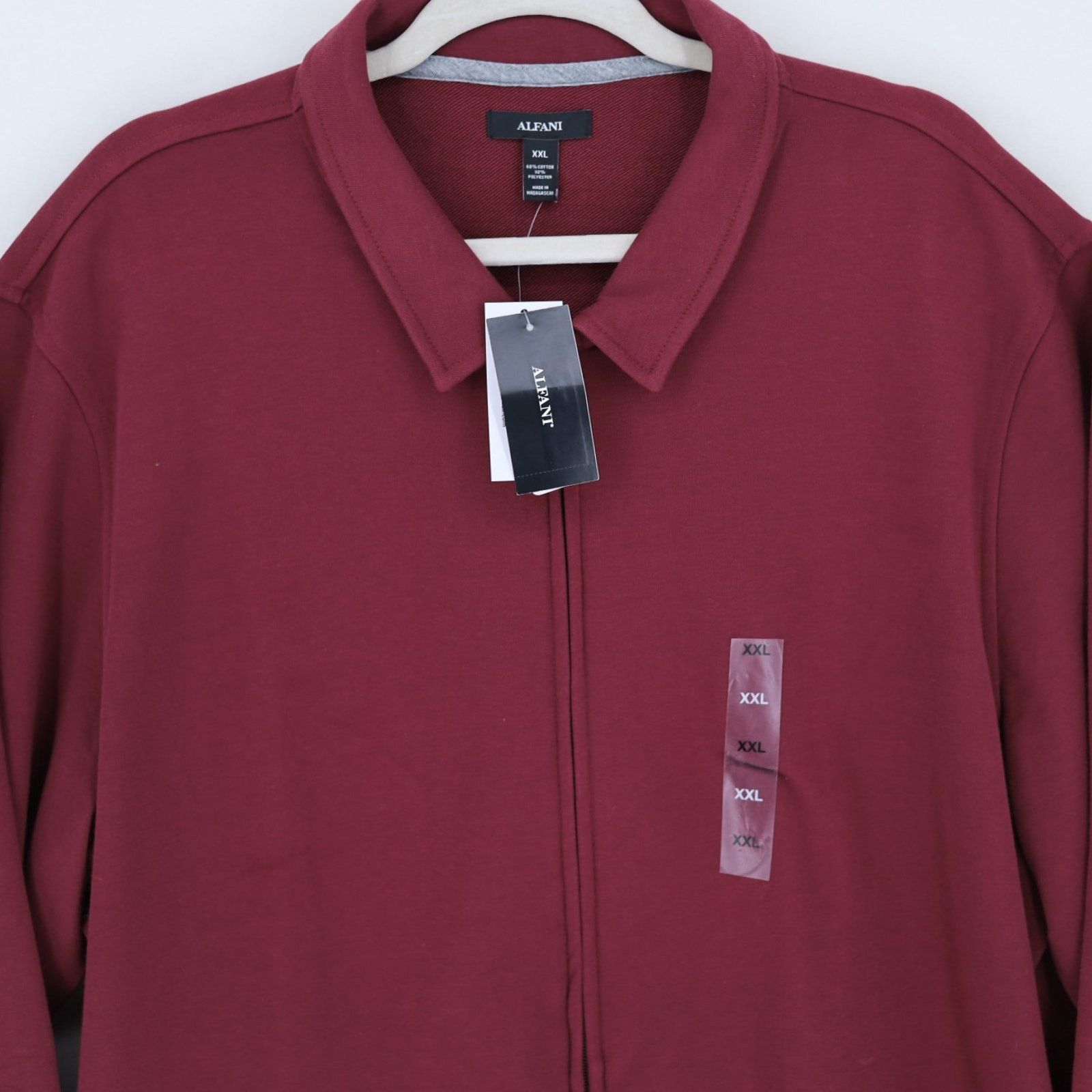 Alfani Alfani Men's Maroon Red Cotton Zip Front Jacket Size XXL Size US XXL / EU 58 / 5 - 3 Thumbnail