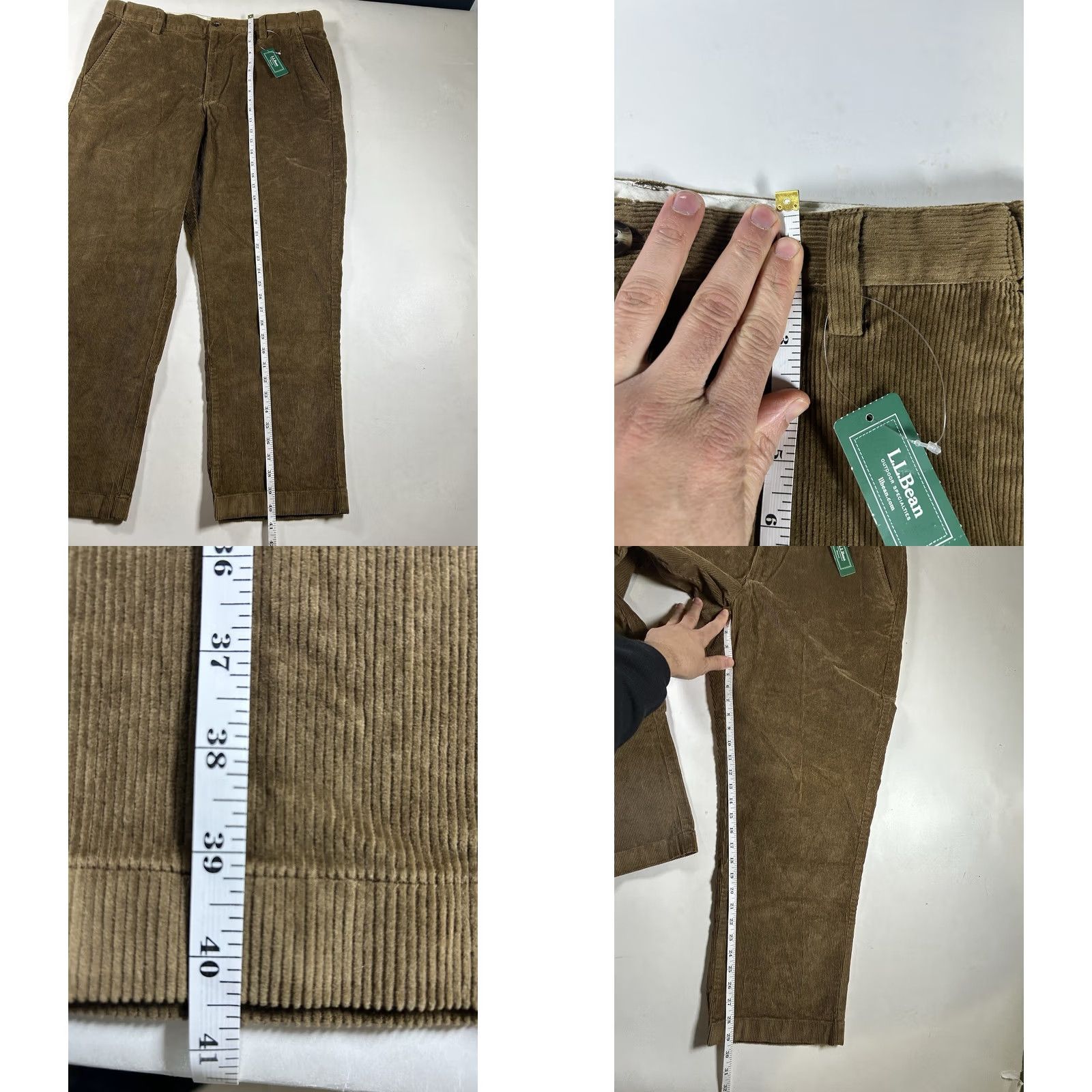 Vintage L.L. Bean Men's Corduroy Pants 38x29 Brown Khaki Comfort Waist Casual Straight Leg Regular Fit Flat Front NWT Size US 38 / EU 54 - 11 Thumbnail